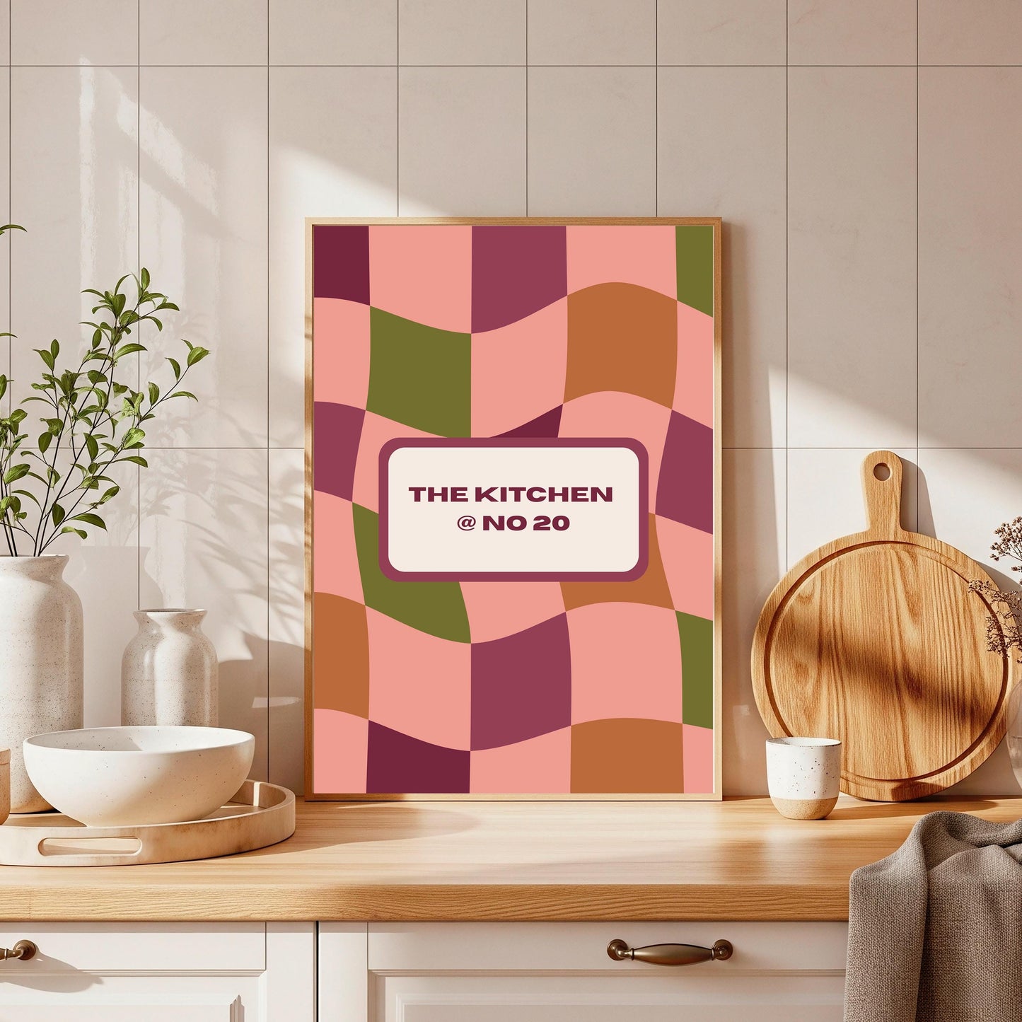 Personalized Kitchen Art Print: Retro Colourful Home Decor