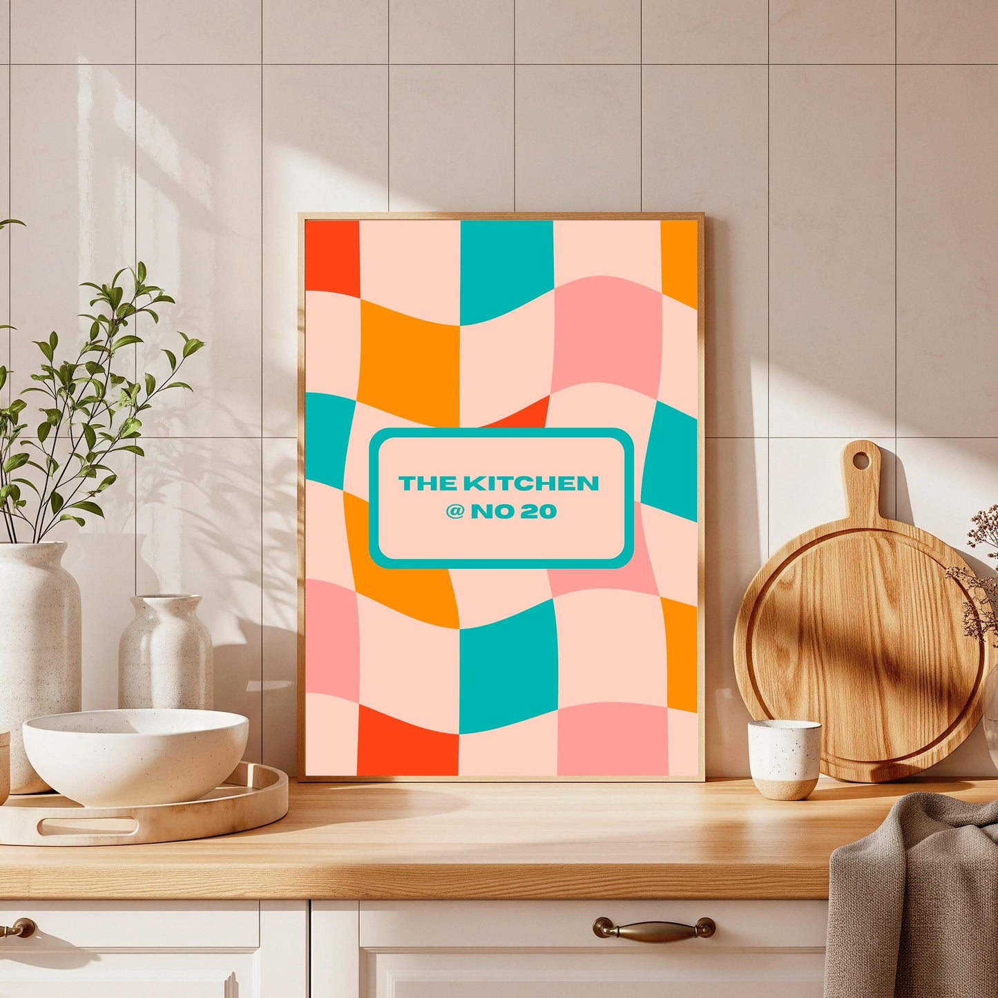 Personalized Kitchen Art Print: Retro Colourful Home Decor