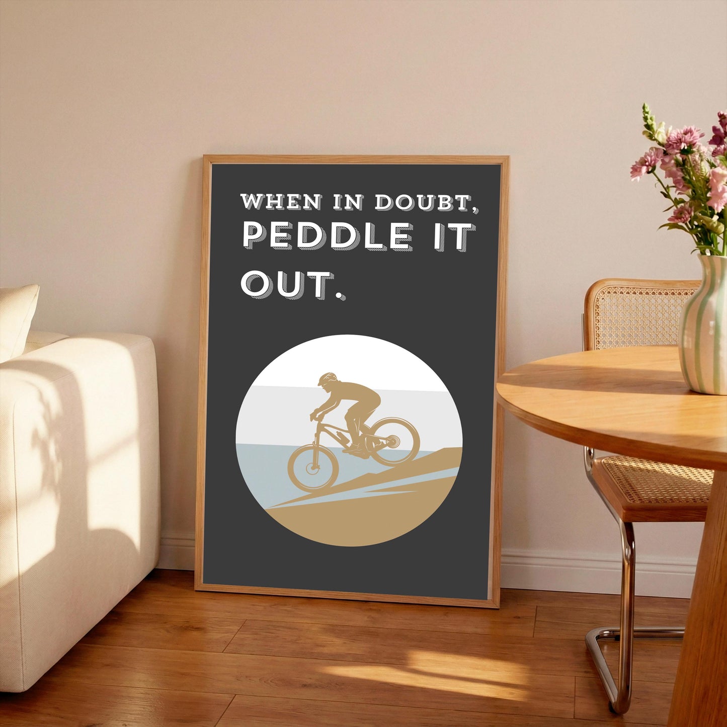 Retro Cycling Quote Print: Mountain Bike Art (A4/A3/A2/A1)