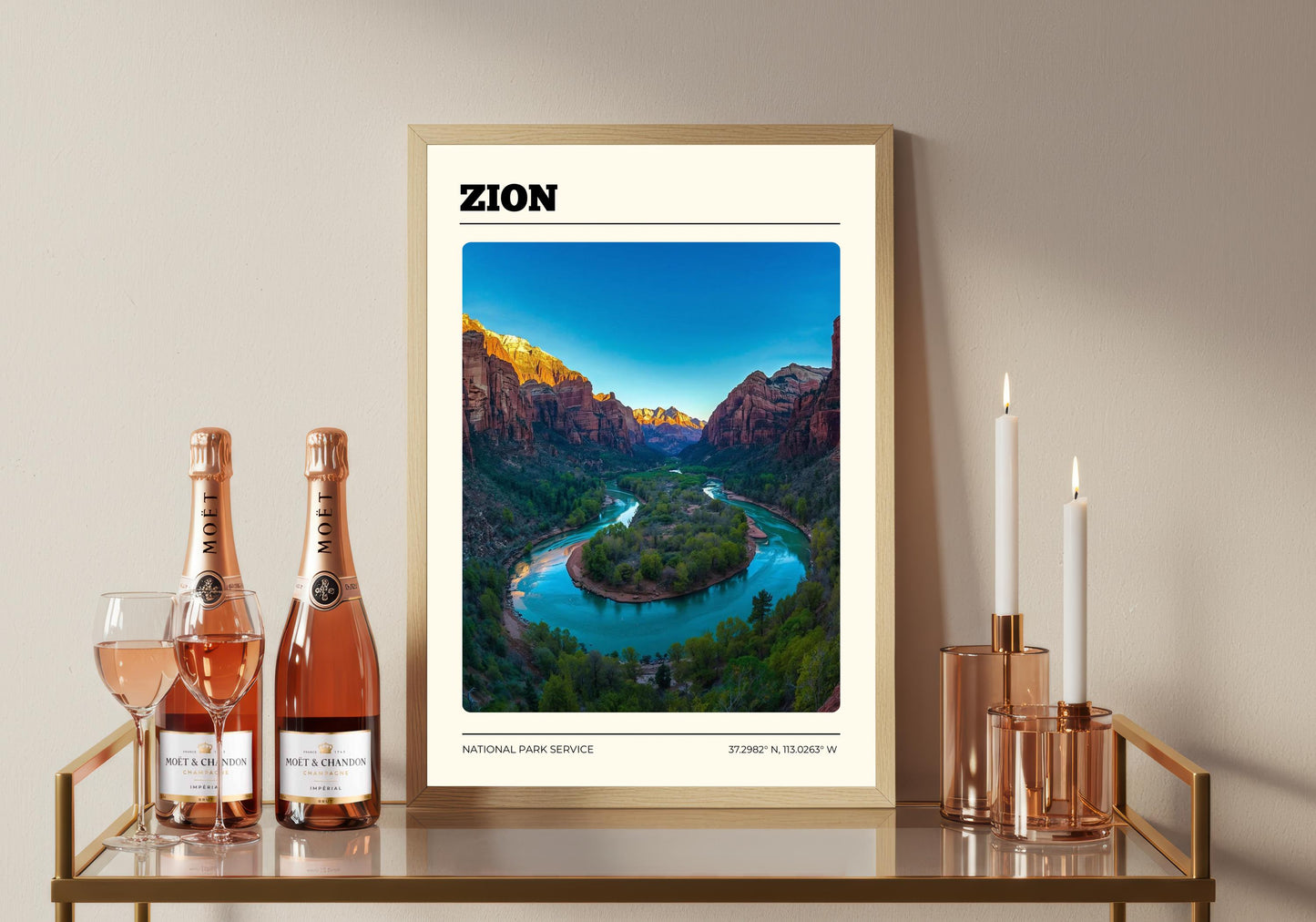 Zion National Park Poster: Vintage-Style Satin Art Print