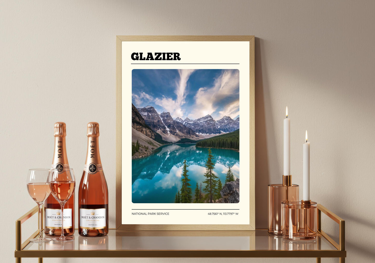 Glacier National Park Satin Art Print: US Travel Poster
