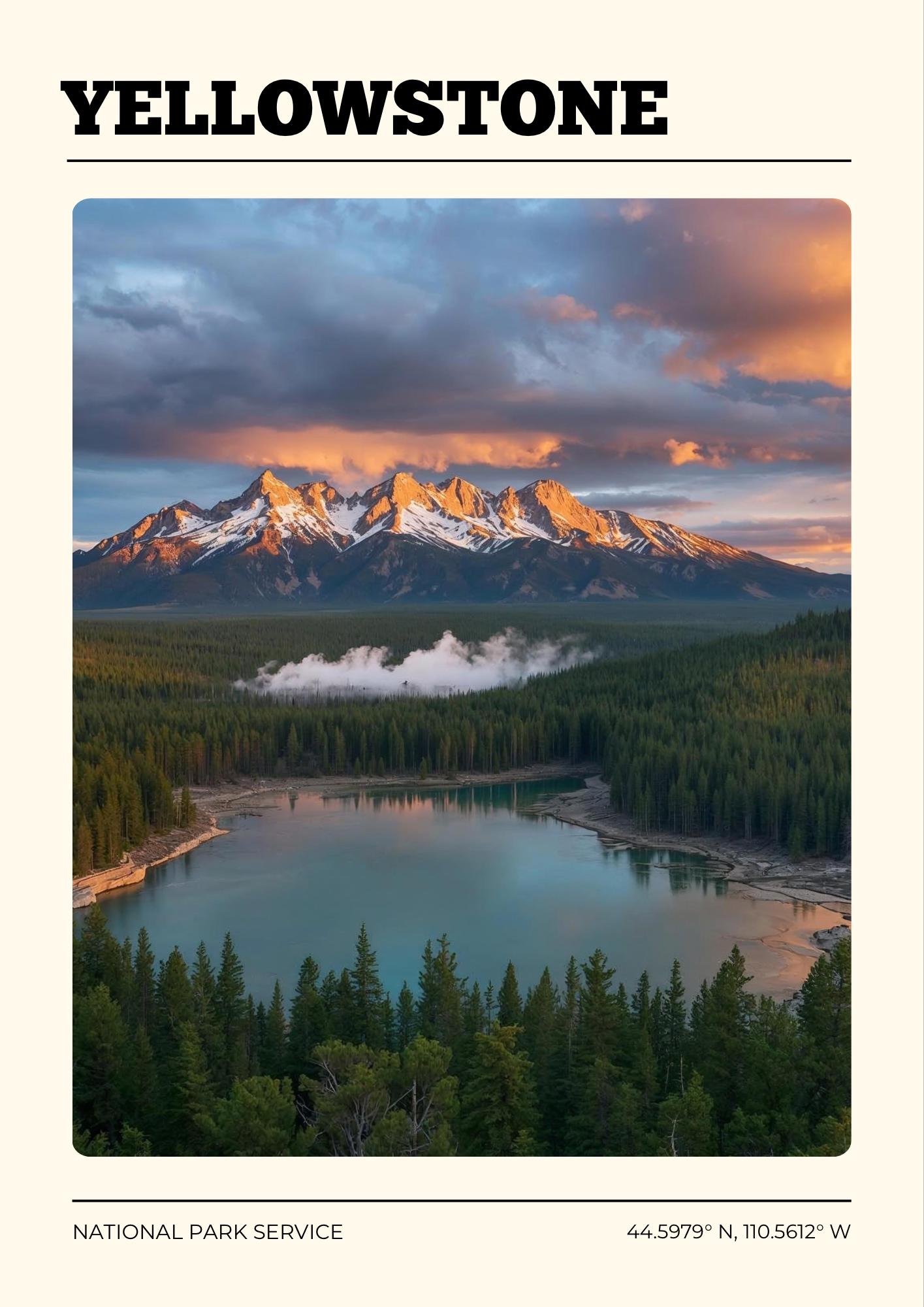 Yellowstone National Park Poster: Vintage Style Travel Print