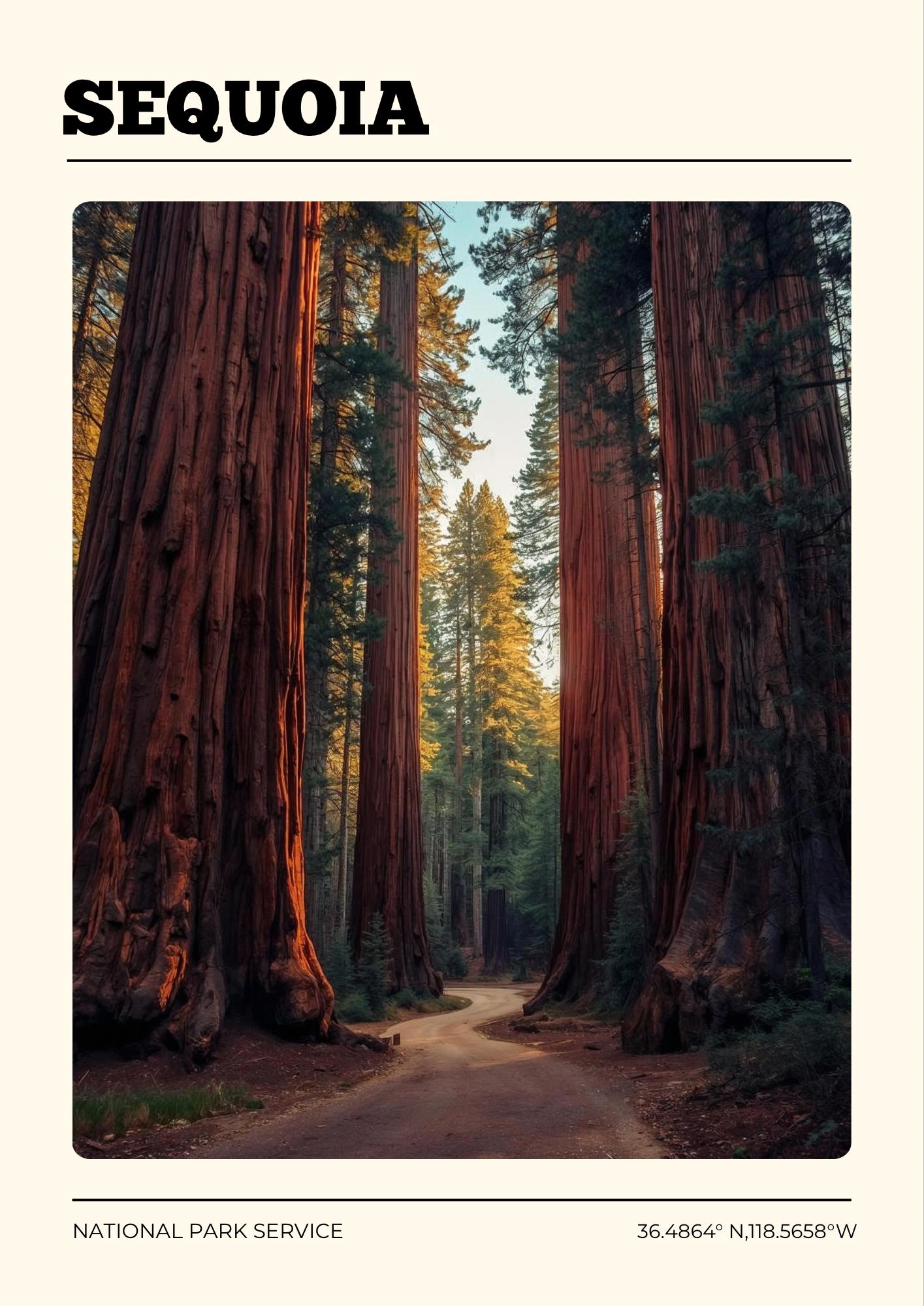 Sequoia National Park Print: Vintage Travel Poster, Nature Wall Art