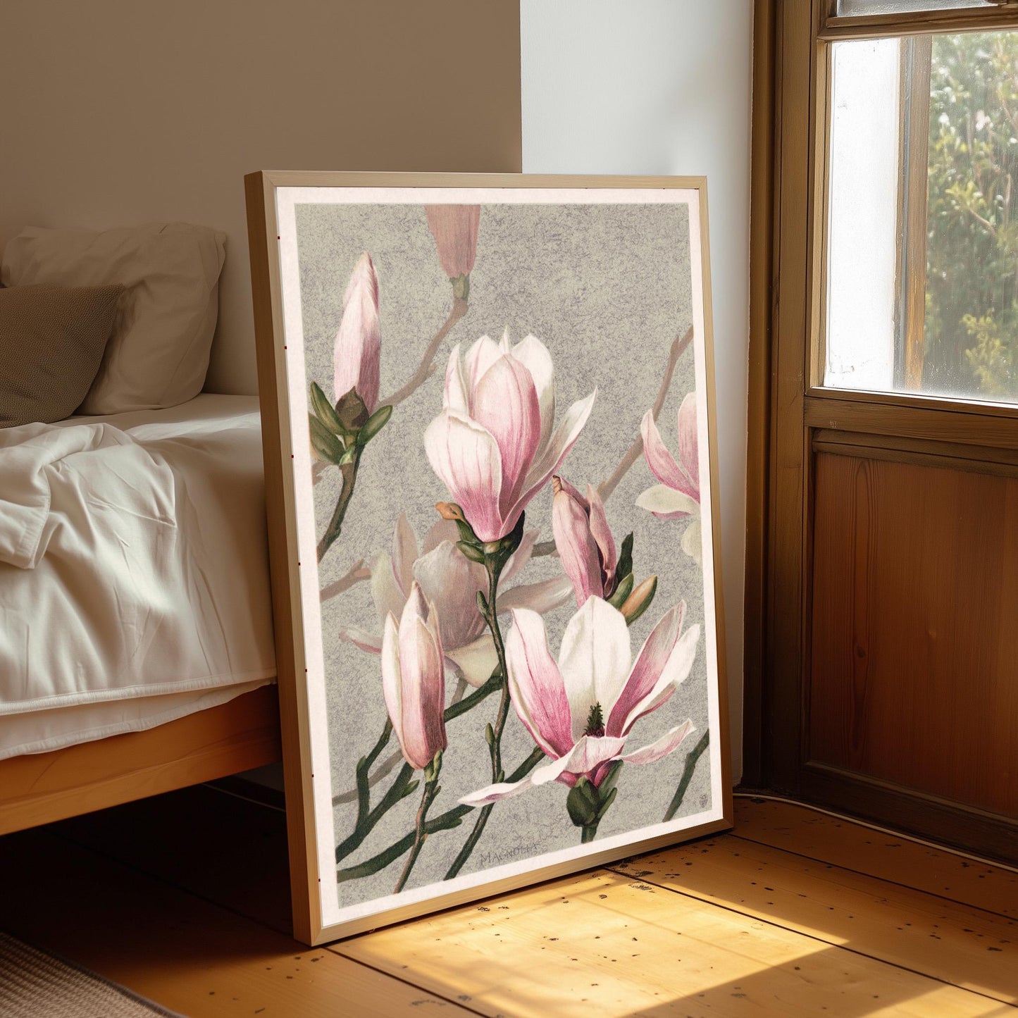 Vintage Magnolia Art Print: Floral Botanical Wall Art Poster
