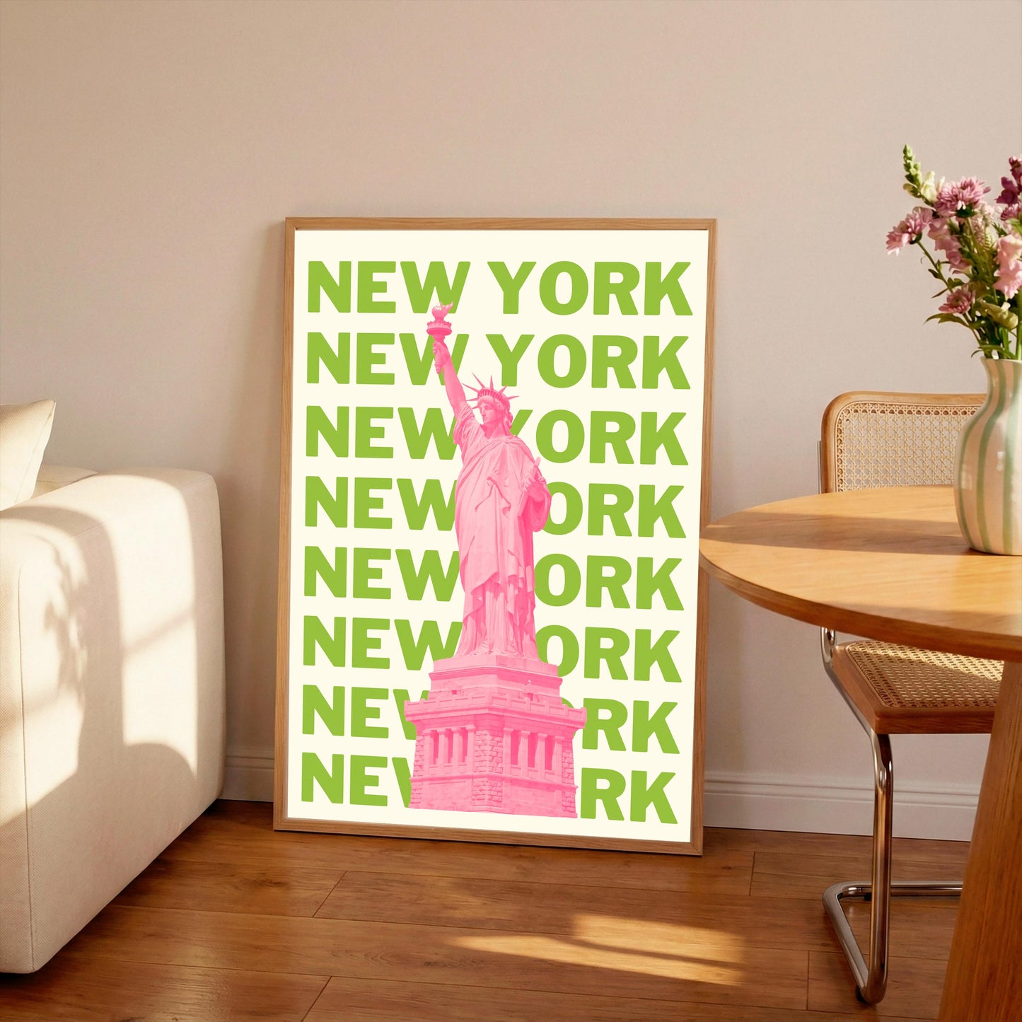 Statue of Liberty Print: New York Travel Poster, Typography Wall Art