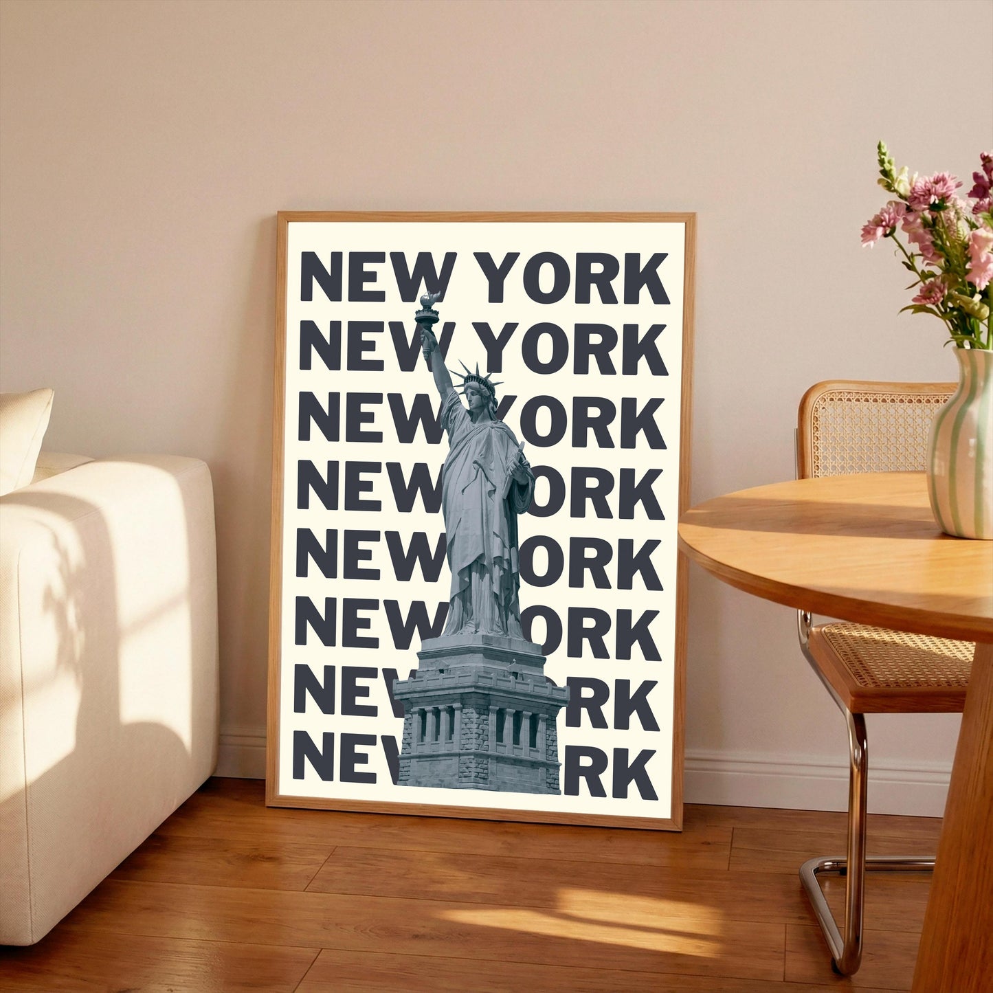 Statue of Liberty Print: New York Typography Travel Poster