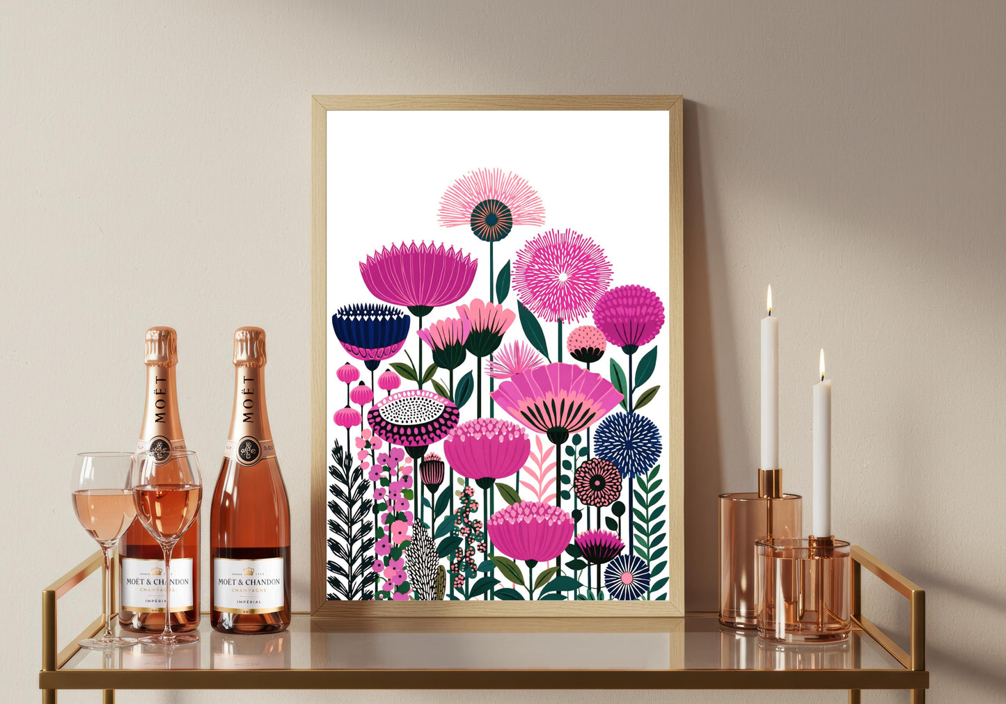 Vibrant Floral Botanical Print, Boho Flower Market Artwork, Living Room Decor