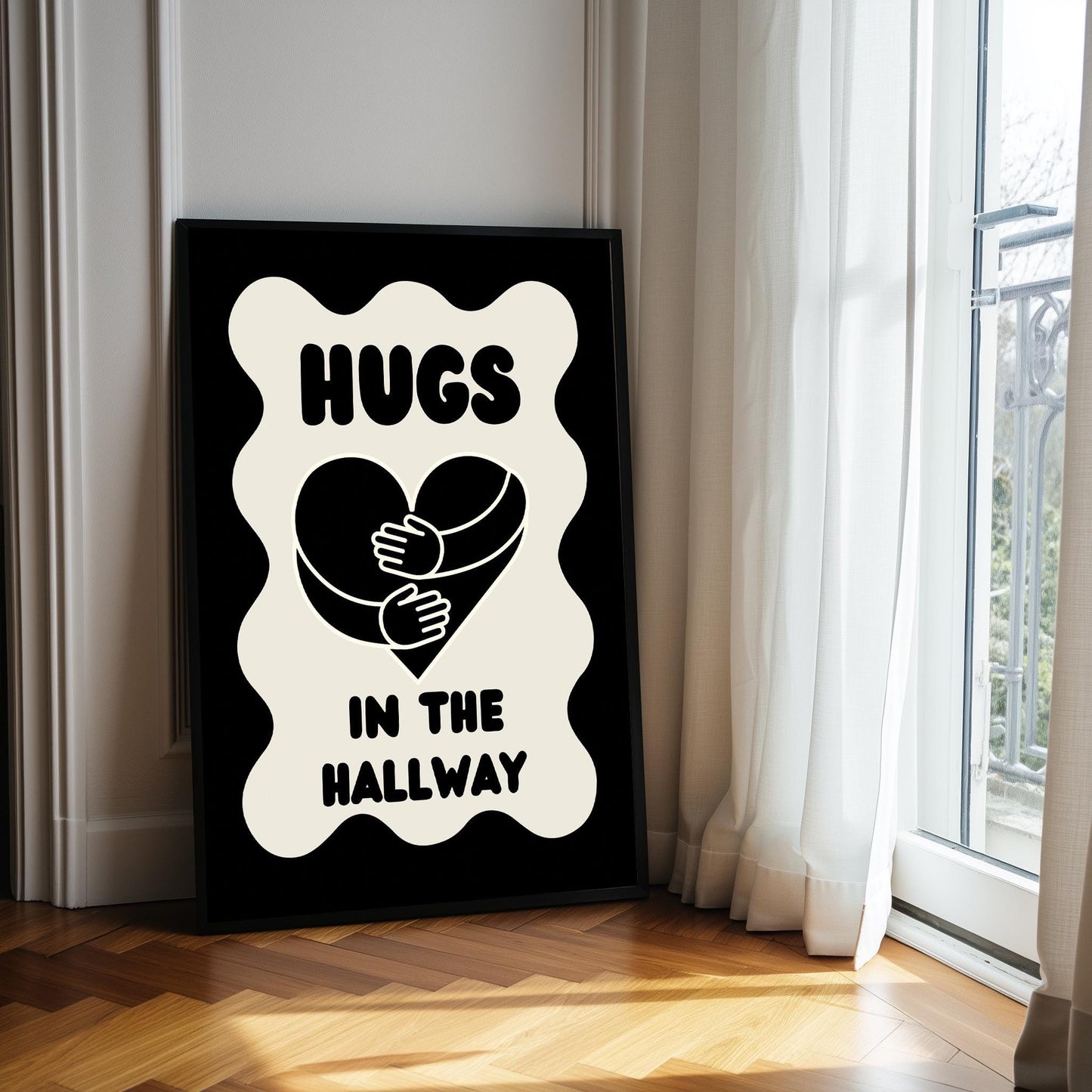 Colourful  Wall Print: Hugs In The Hallway Typography Art