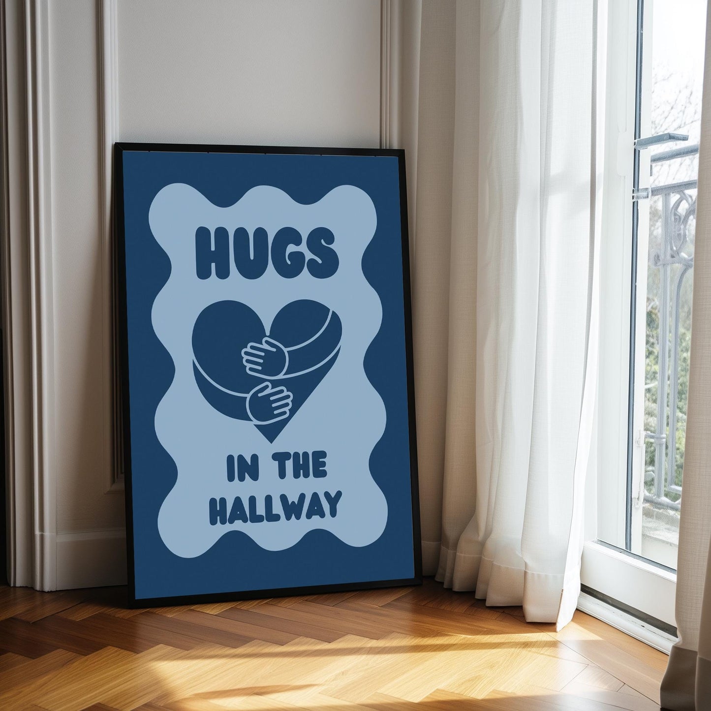 Colourful  Wall Print: Hugs In The Hallway Typography Art