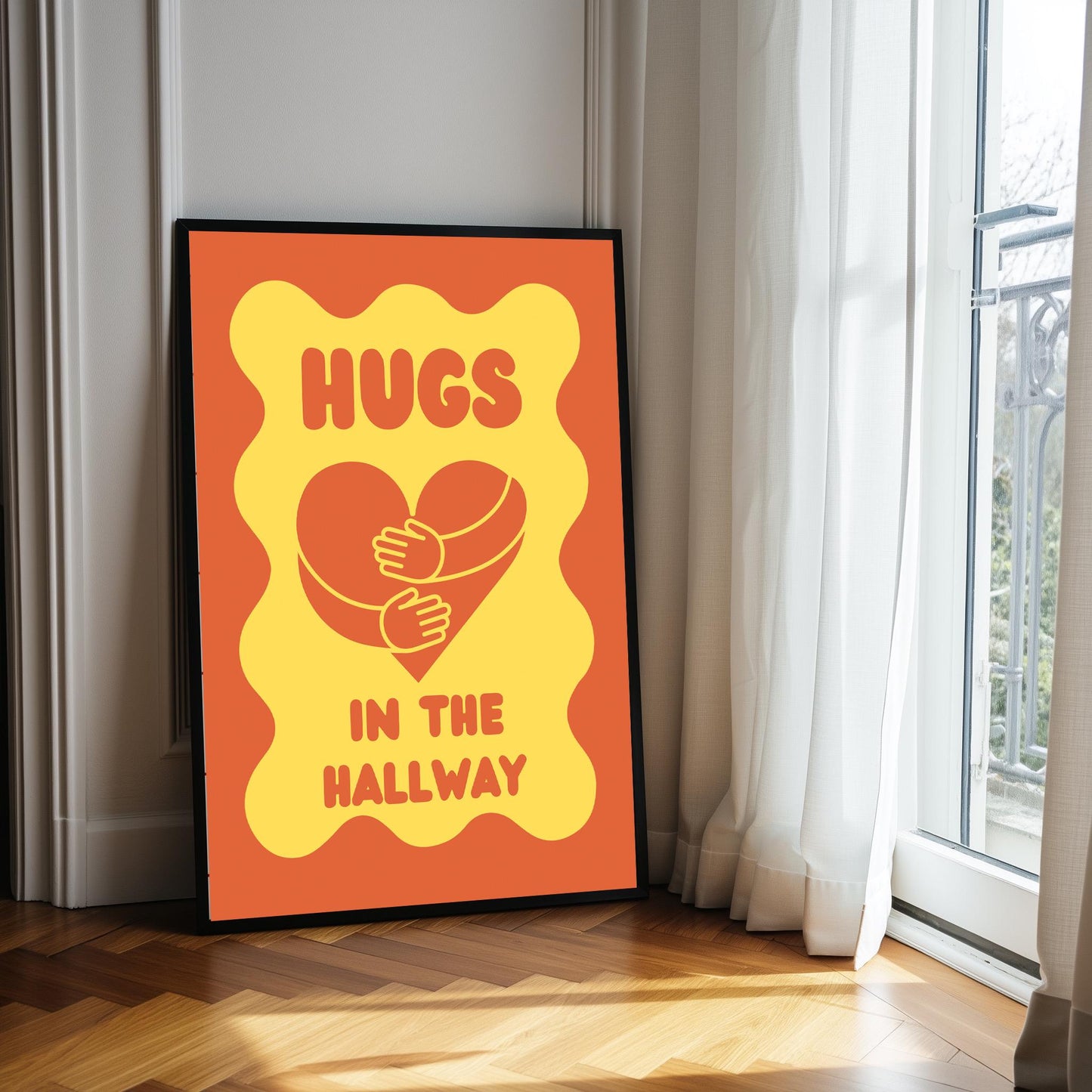 Colourful  Wall Print: Hugs In The Hallway Typography Art