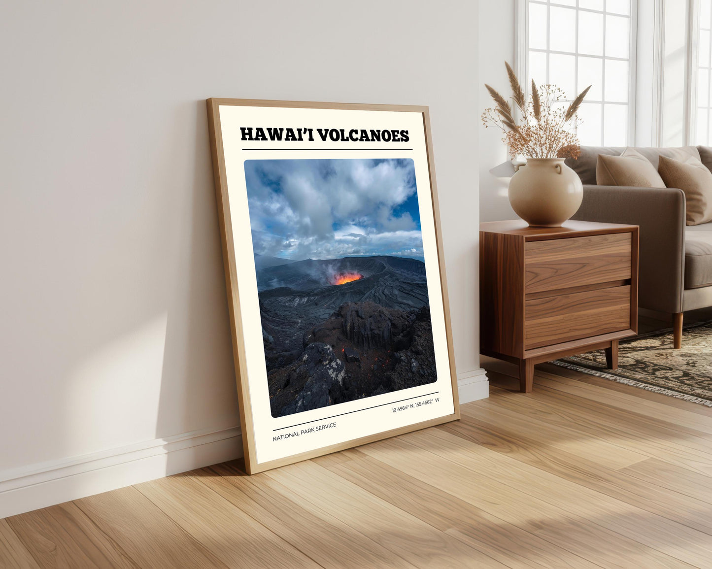 Hawai’i Volcanoes National Park Poster: Vintage-Style Satin Art Print