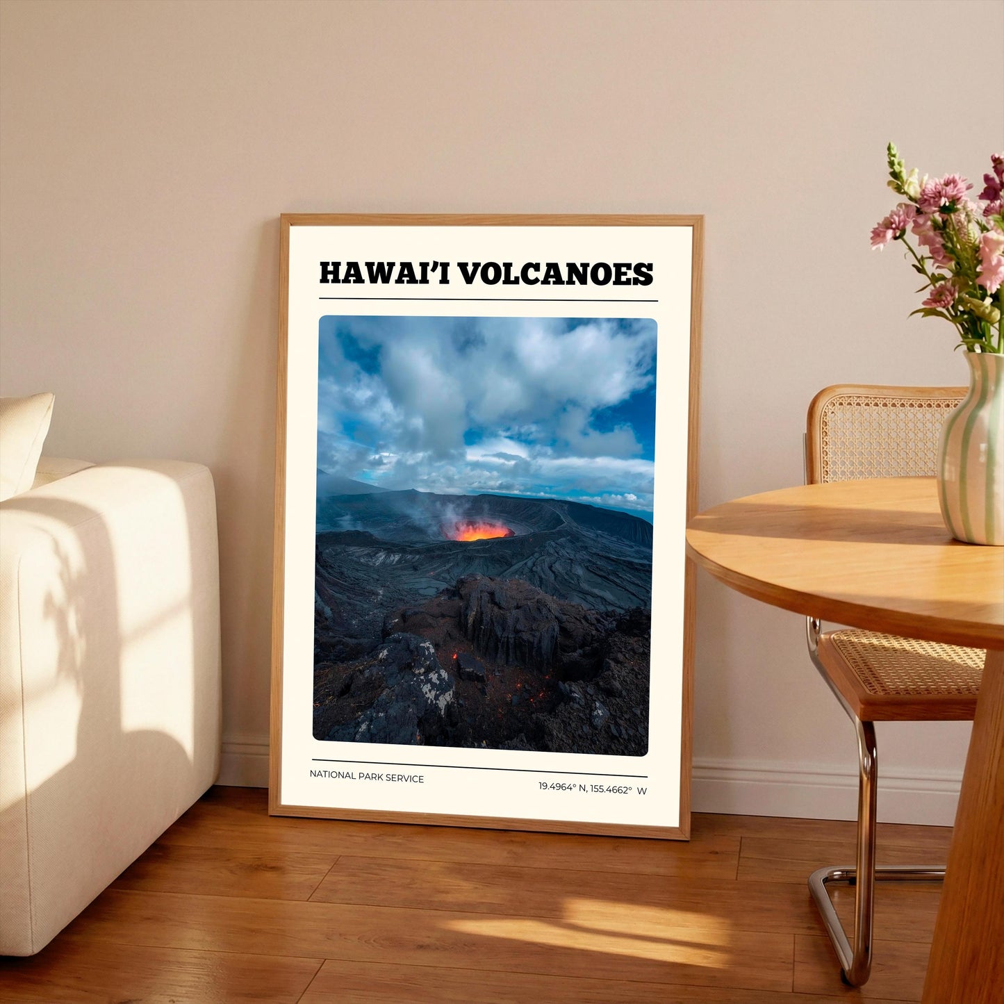 Hawai’i Volcanoes National Park Poster: Vintage-Style Satin Art Print
