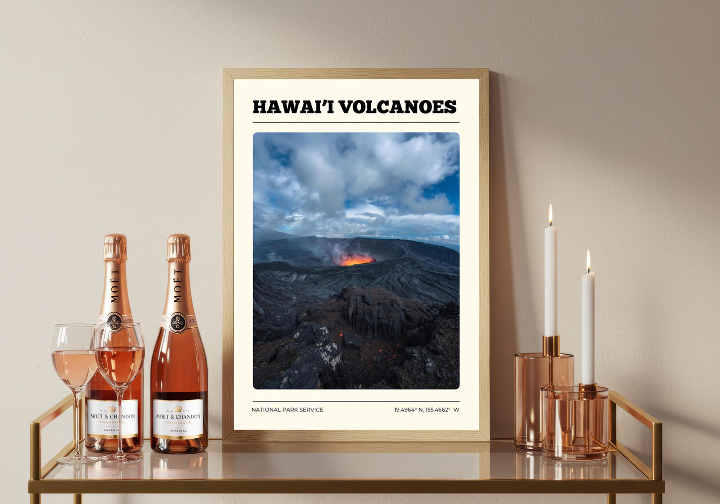 Hawai’i Volcanoes National Park Poster: Vintage-Style Satin Art Print