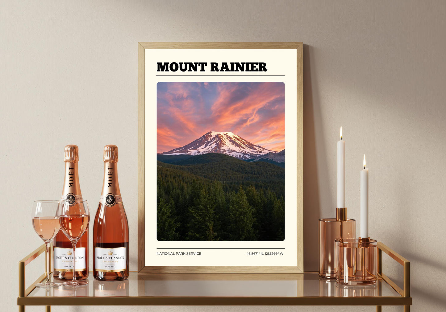 Mount Rainier National Park Poster: Vintage-Style Satin Art Print