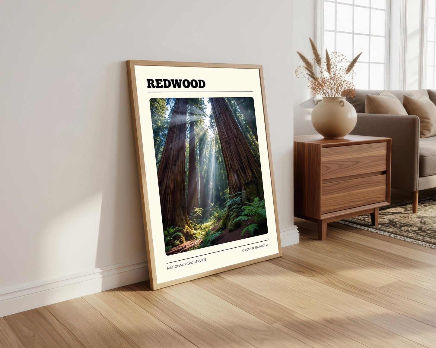 Redwood National Park Poster: Vintage-Style Satin Art Print