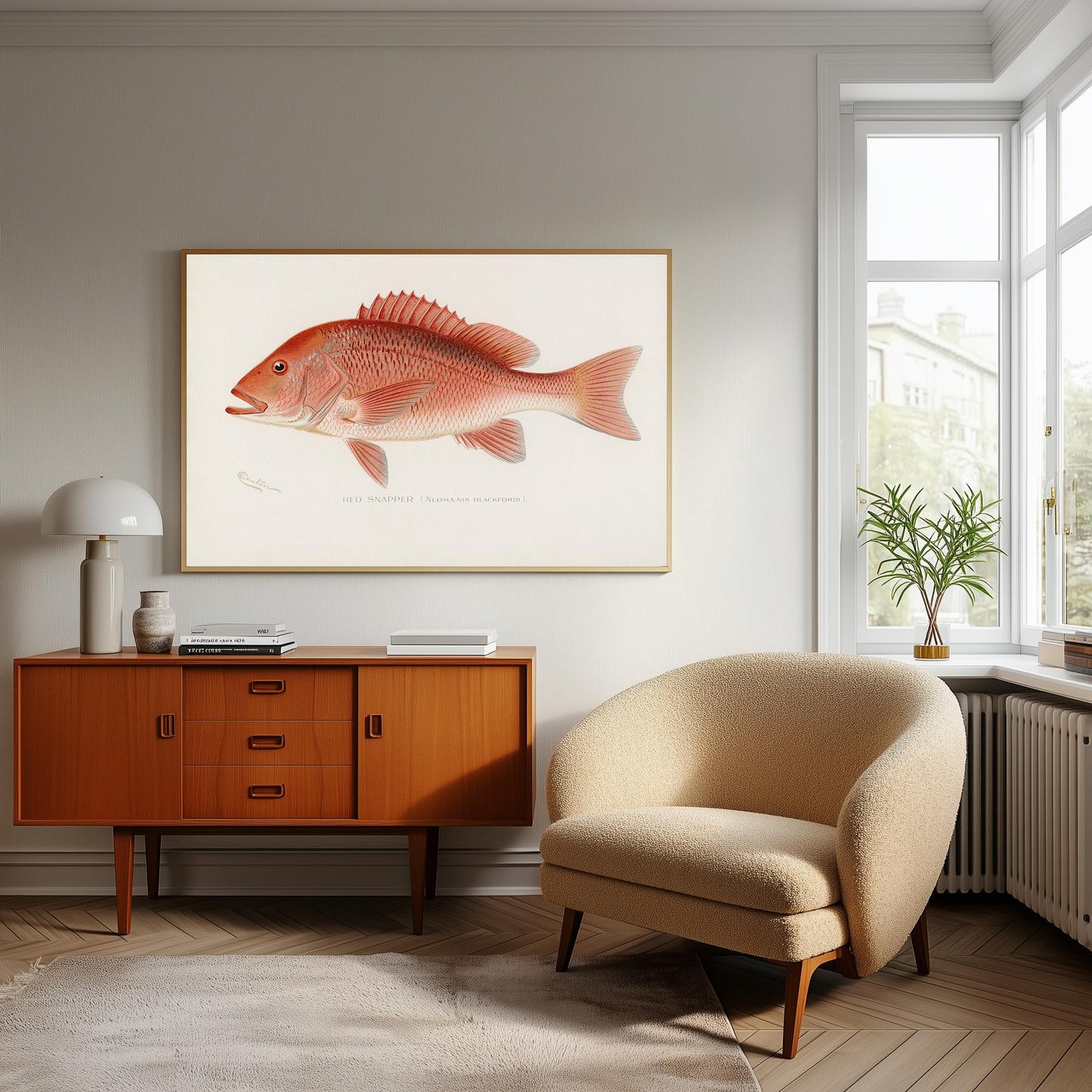 Vintage Red Snapper Print: Coastal Fishing Wall Art