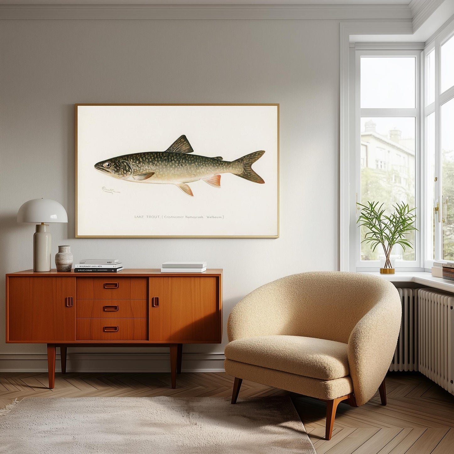 Vintage Lake Trout Print: Fishing Wall Art (A4/A3)