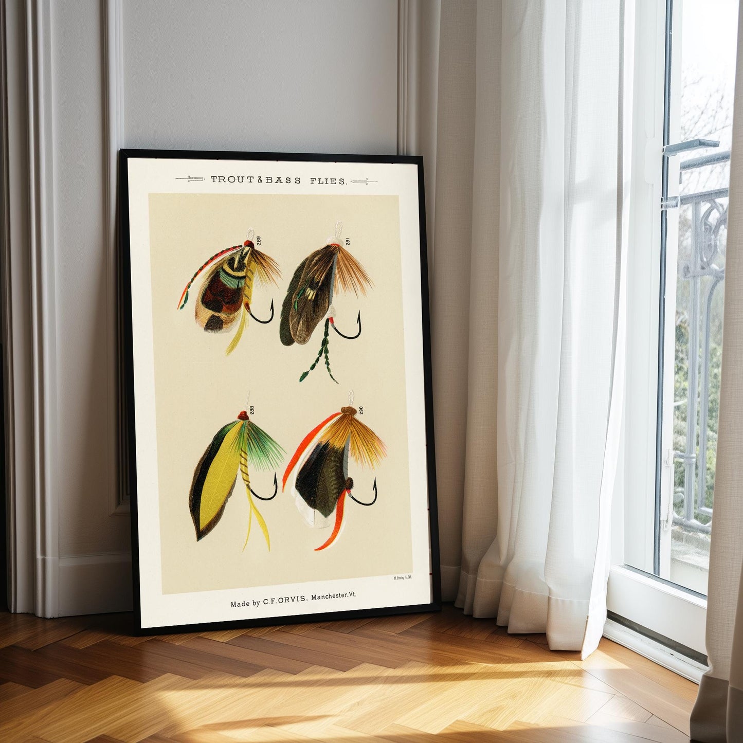 Trout & Bass Flies Vintage Art Print: Angling Gift