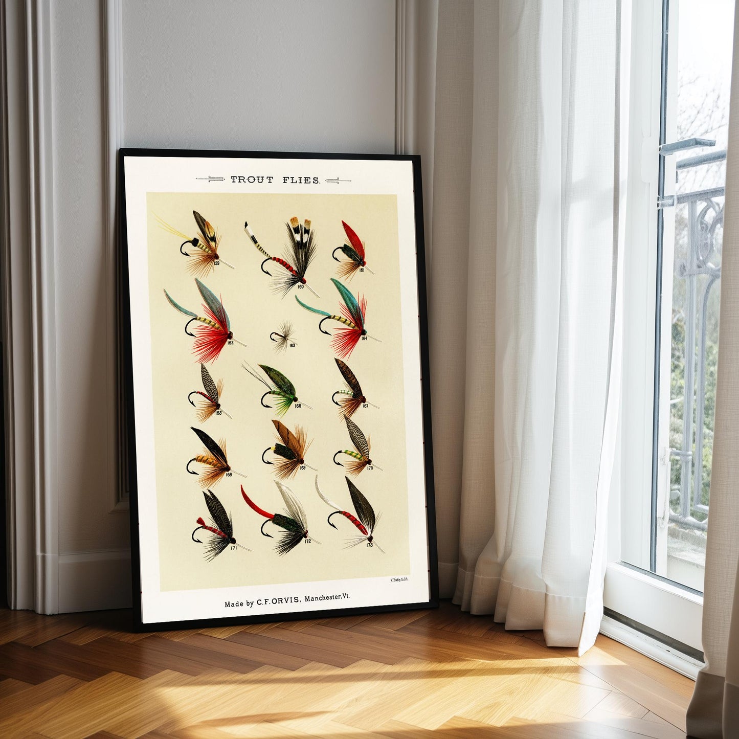 Vintage Trout Flies Print: Angling Wall Art
