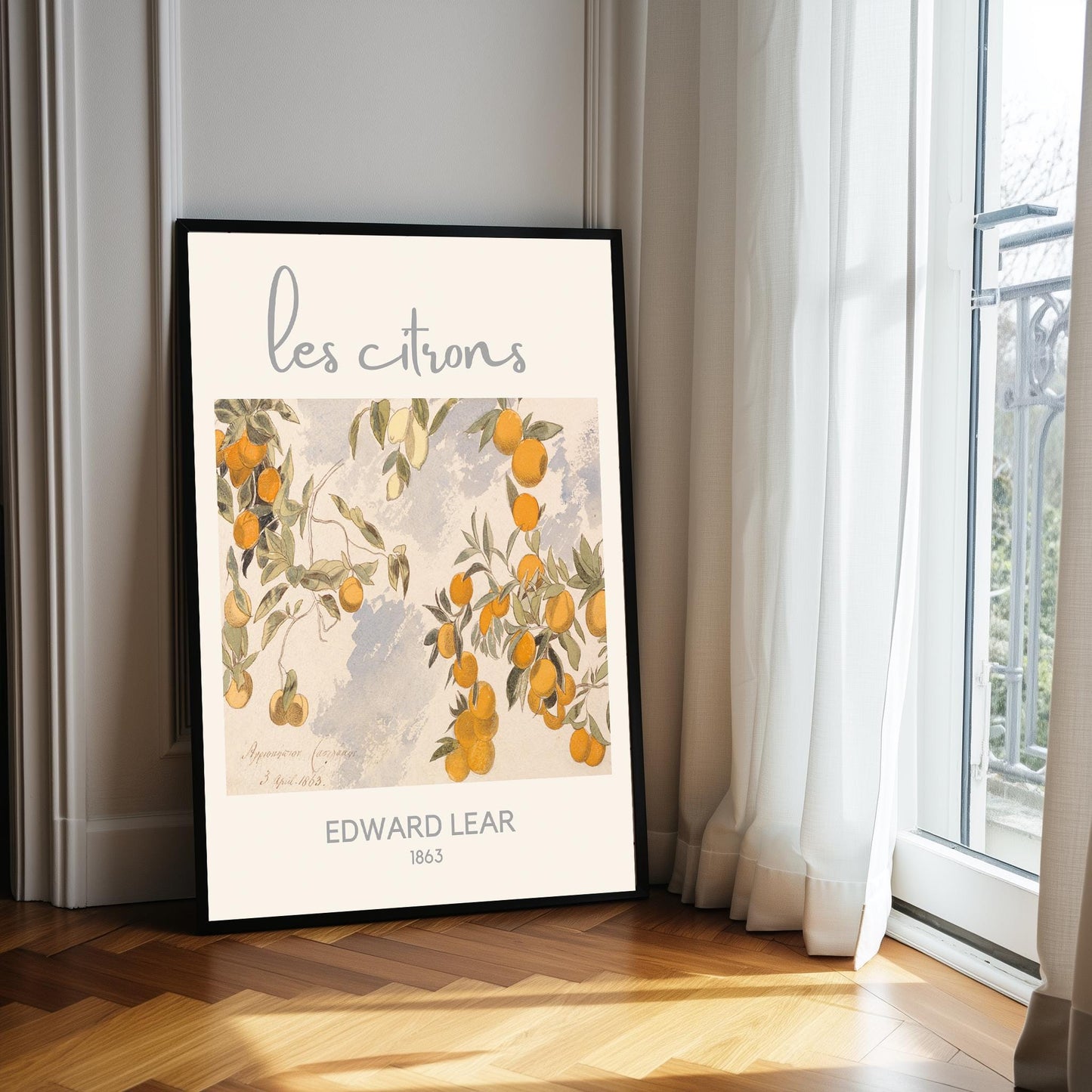 Edward Lear 'Les Citrons' Print: Vintage French Fruit Tree Art