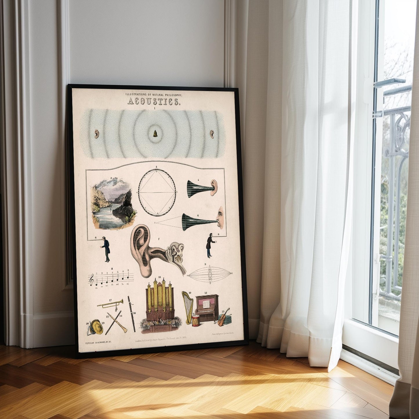 Acoustics Vintage Illustration by John Emslie: Musical Instrument Print