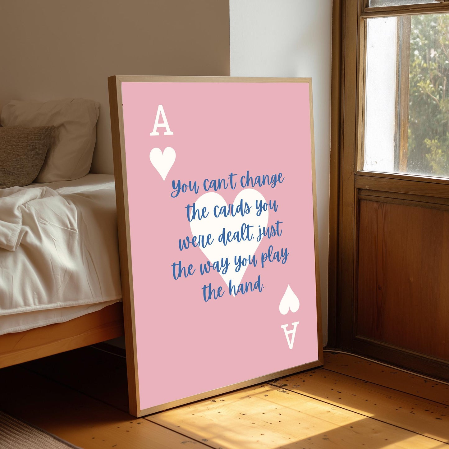 Ace of Hearts Typography Print: Pink Bedroom Wall Art