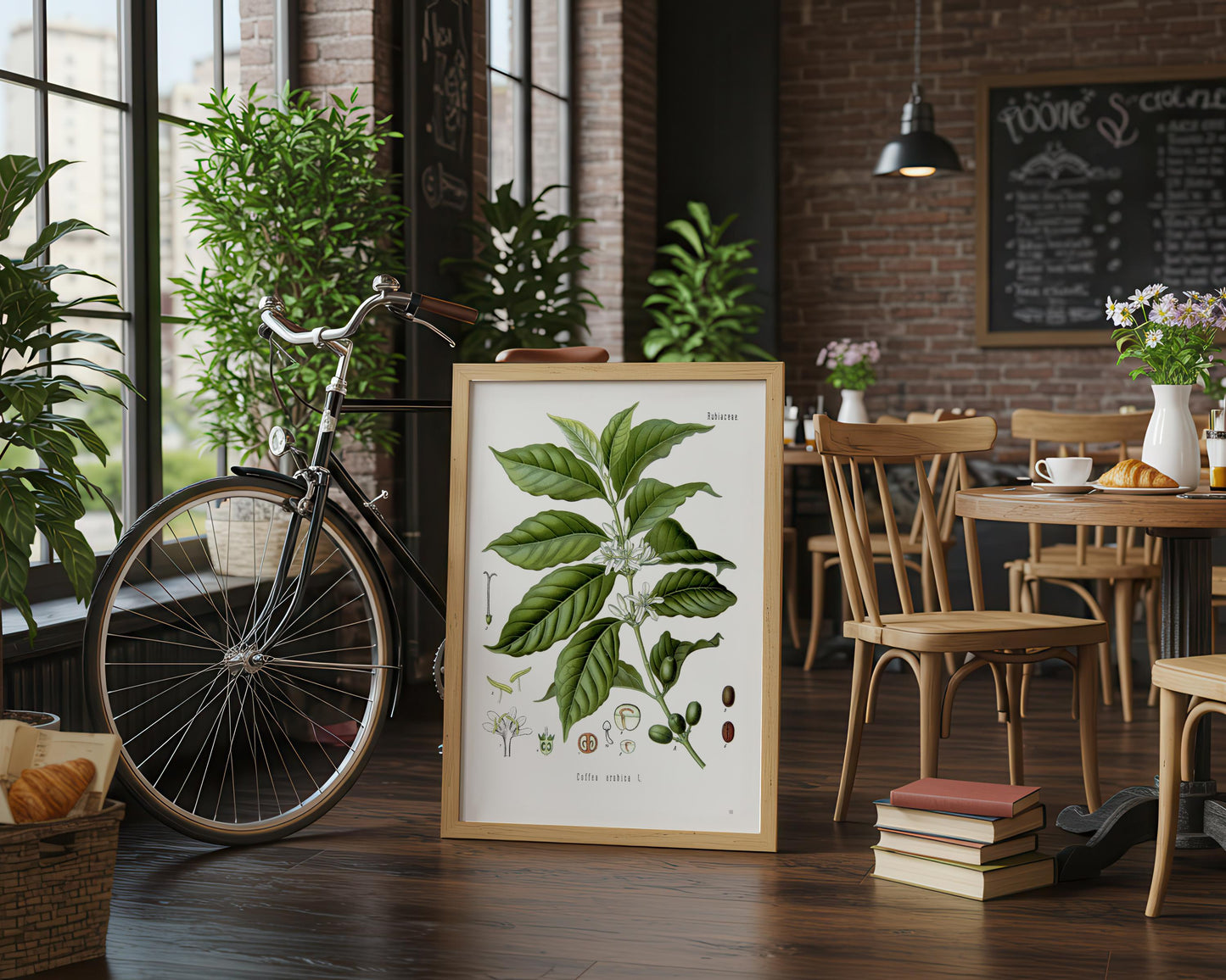 Vintage Coffee Plant Print: Botanical Kitchen Wall Art