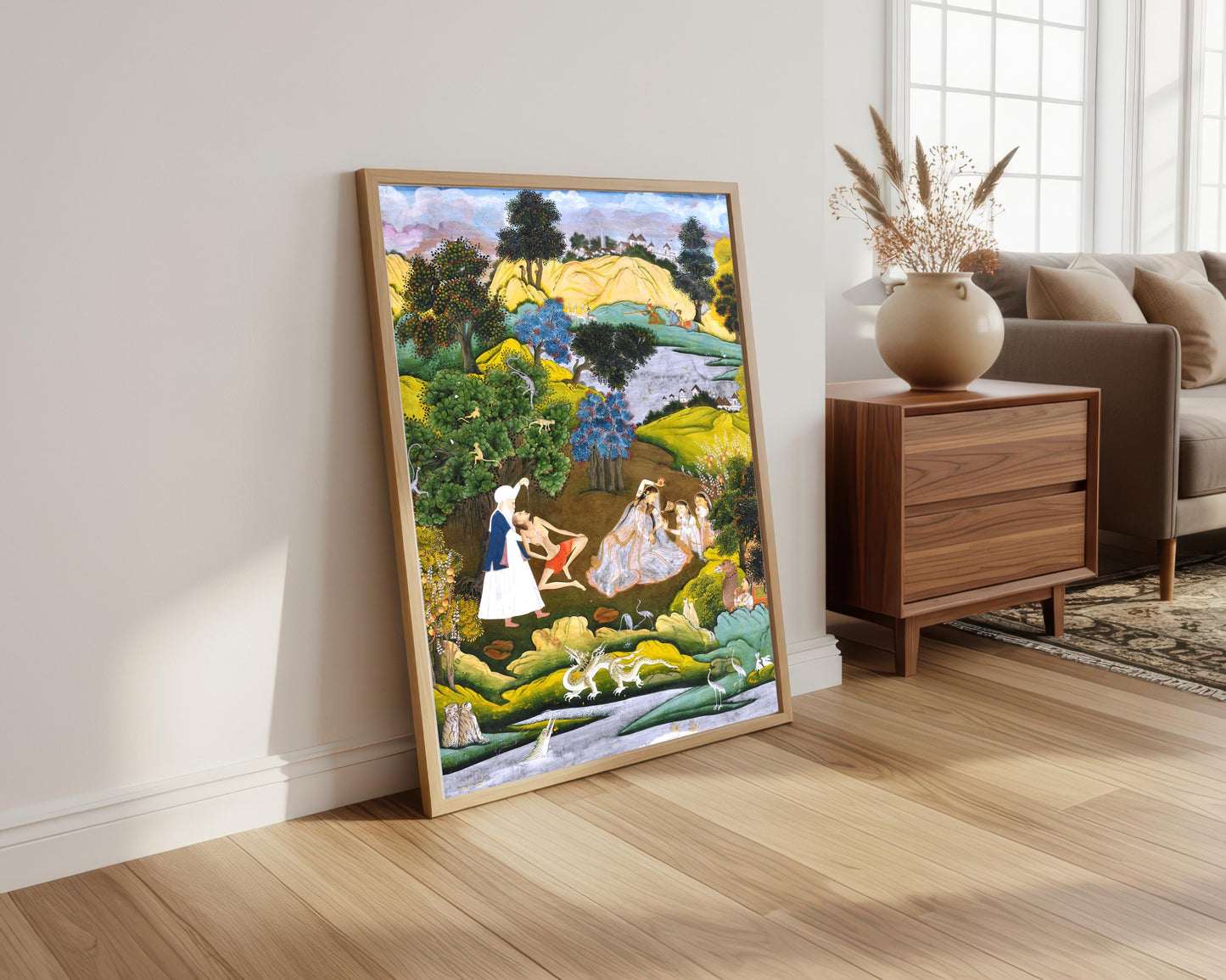 Laila and Majnun Print: Persian Miniature Tapestry Art (A4/A3/A2/A1)