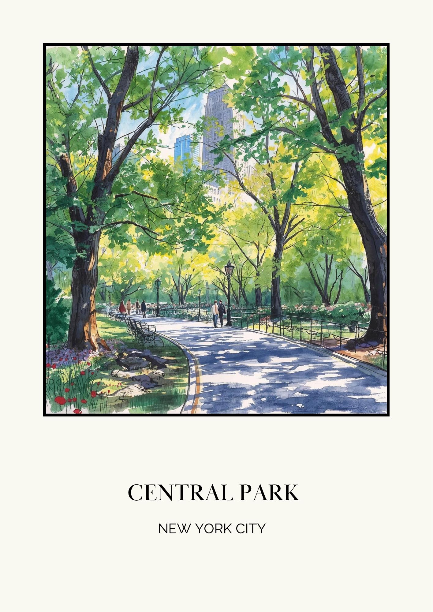 New York Central Park Art Print: NYC Travel Poster
