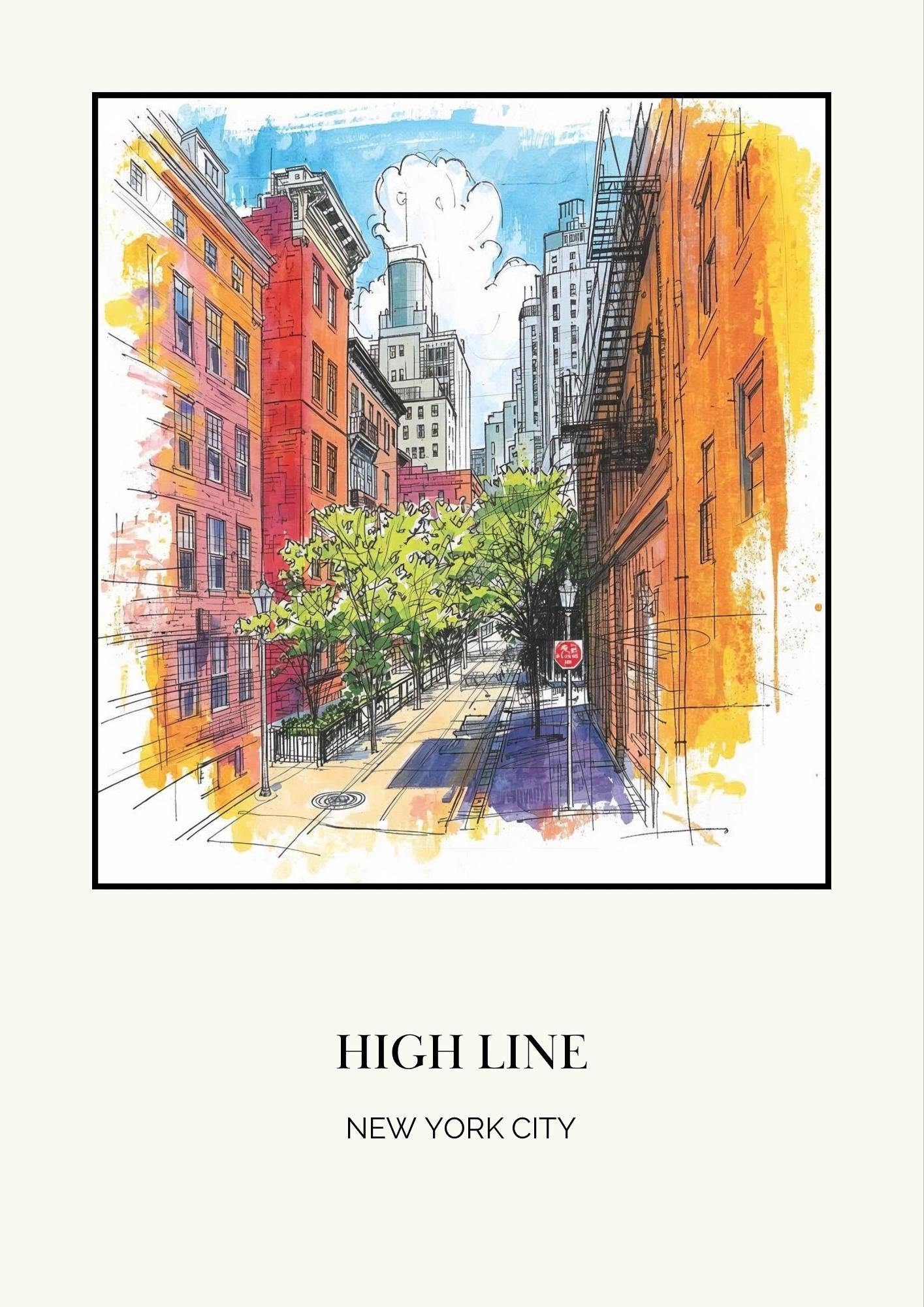 New York Highline Art Print: NYC Travel Poster