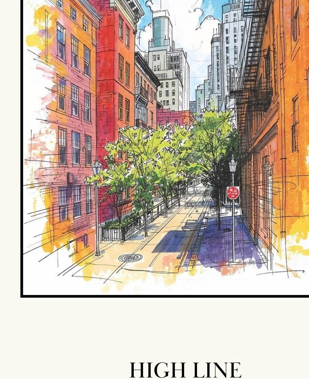 New York Highline Art Print: NYC Travel Poster