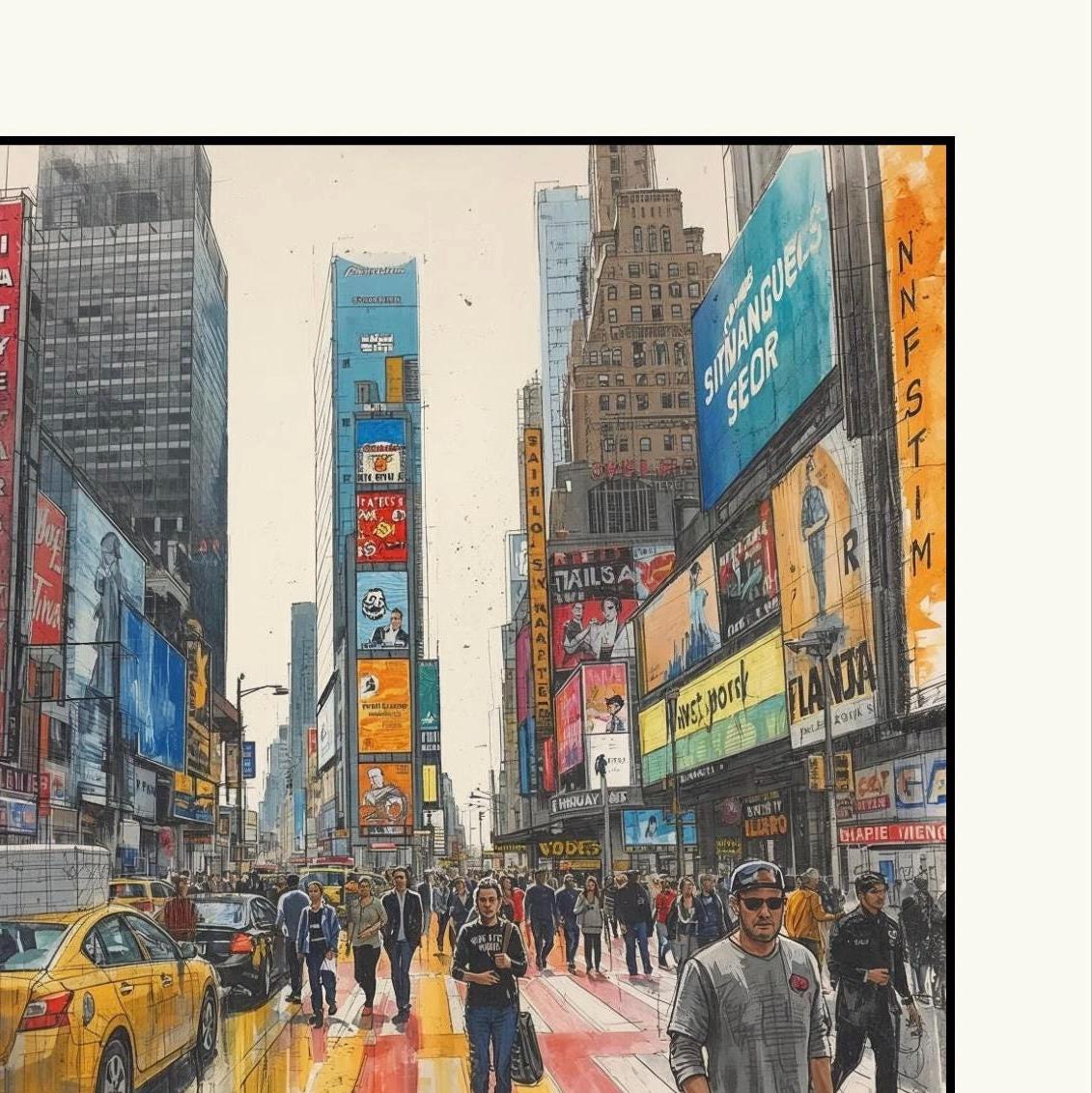 New York Times Square Art Print: NYC Travel Poster