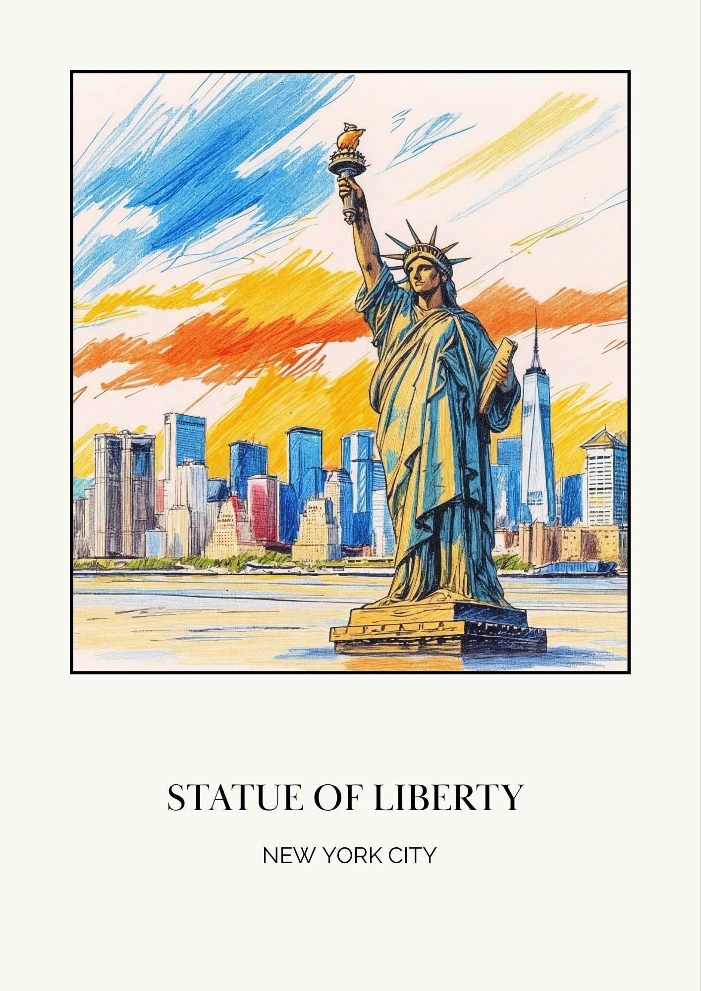 New York Statue of Liberty Art Print: NYC Travel Poster