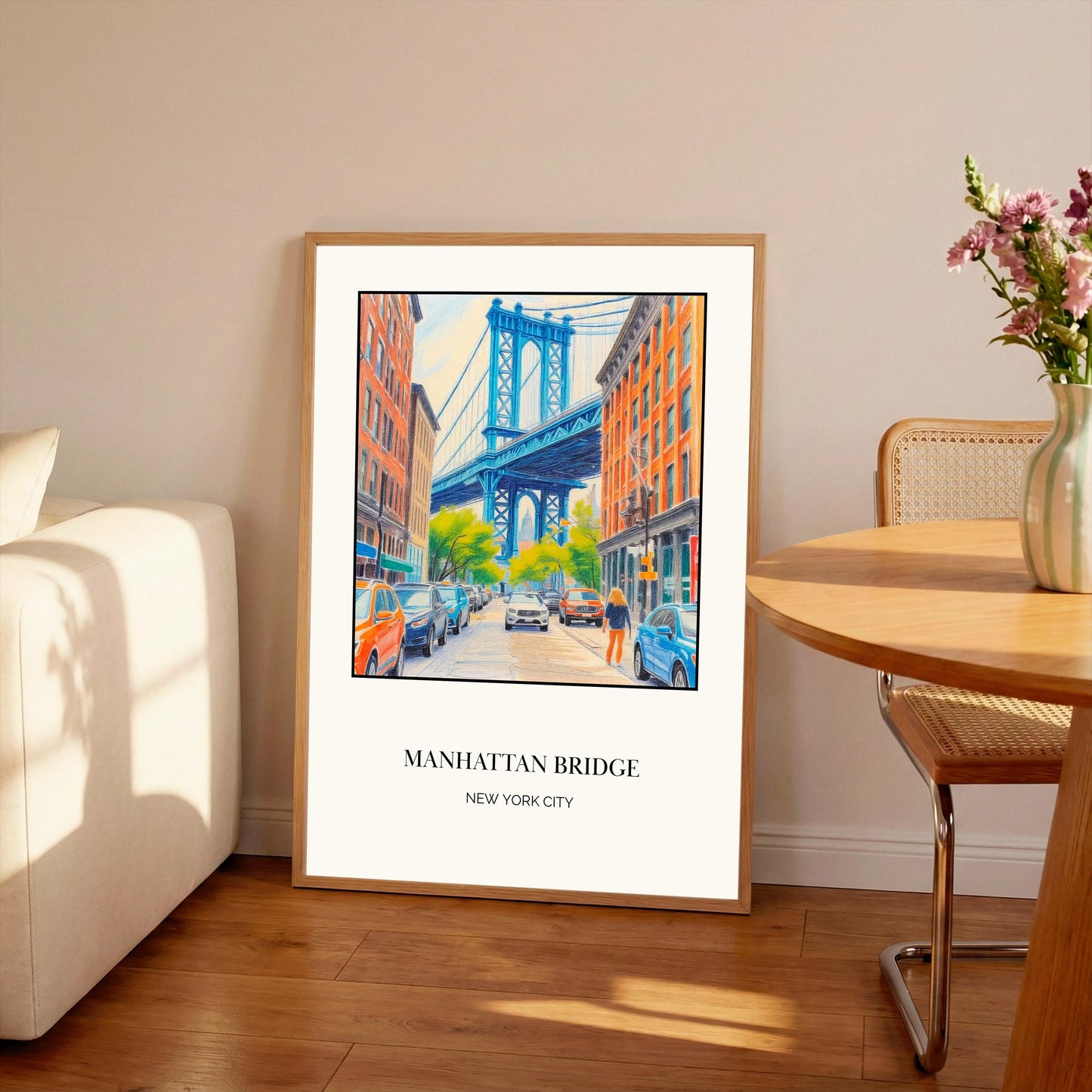New York Manhattan Bridge Art Print: NYC Travel Poster