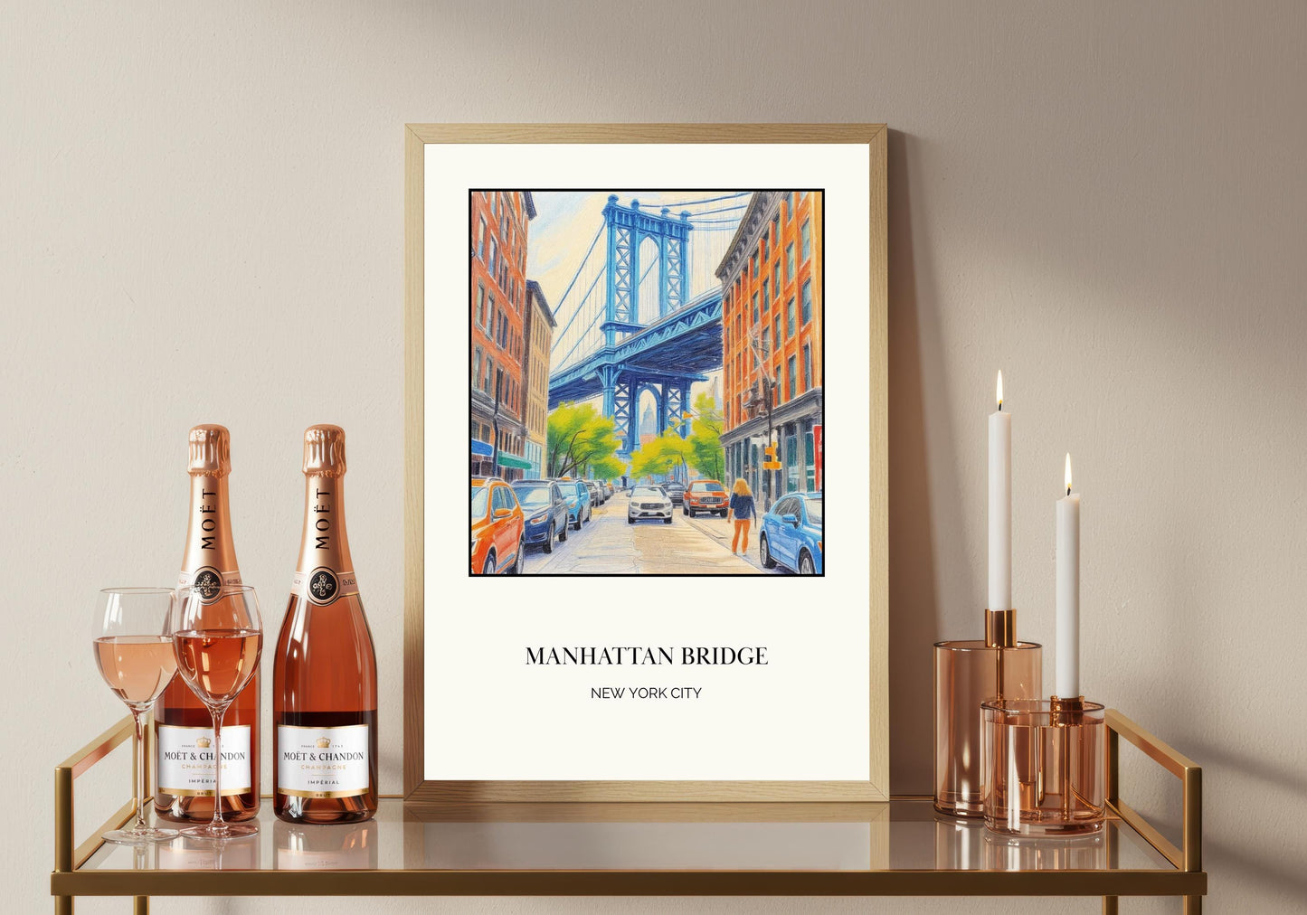 New York Manhattan Bridge Art Print: NYC Travel Poster