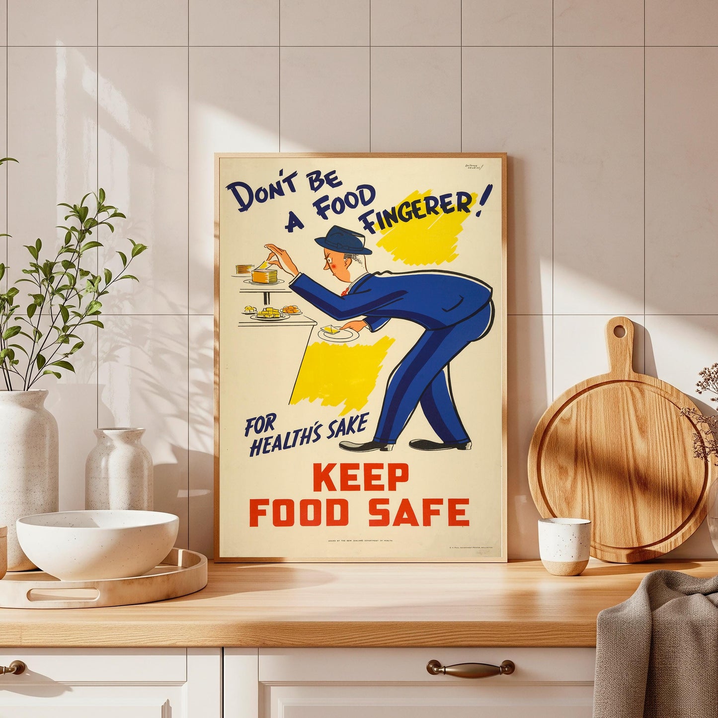 Vintage Food Safety Poster: Funny Kitchen Wall Art (A4/A3 Print)