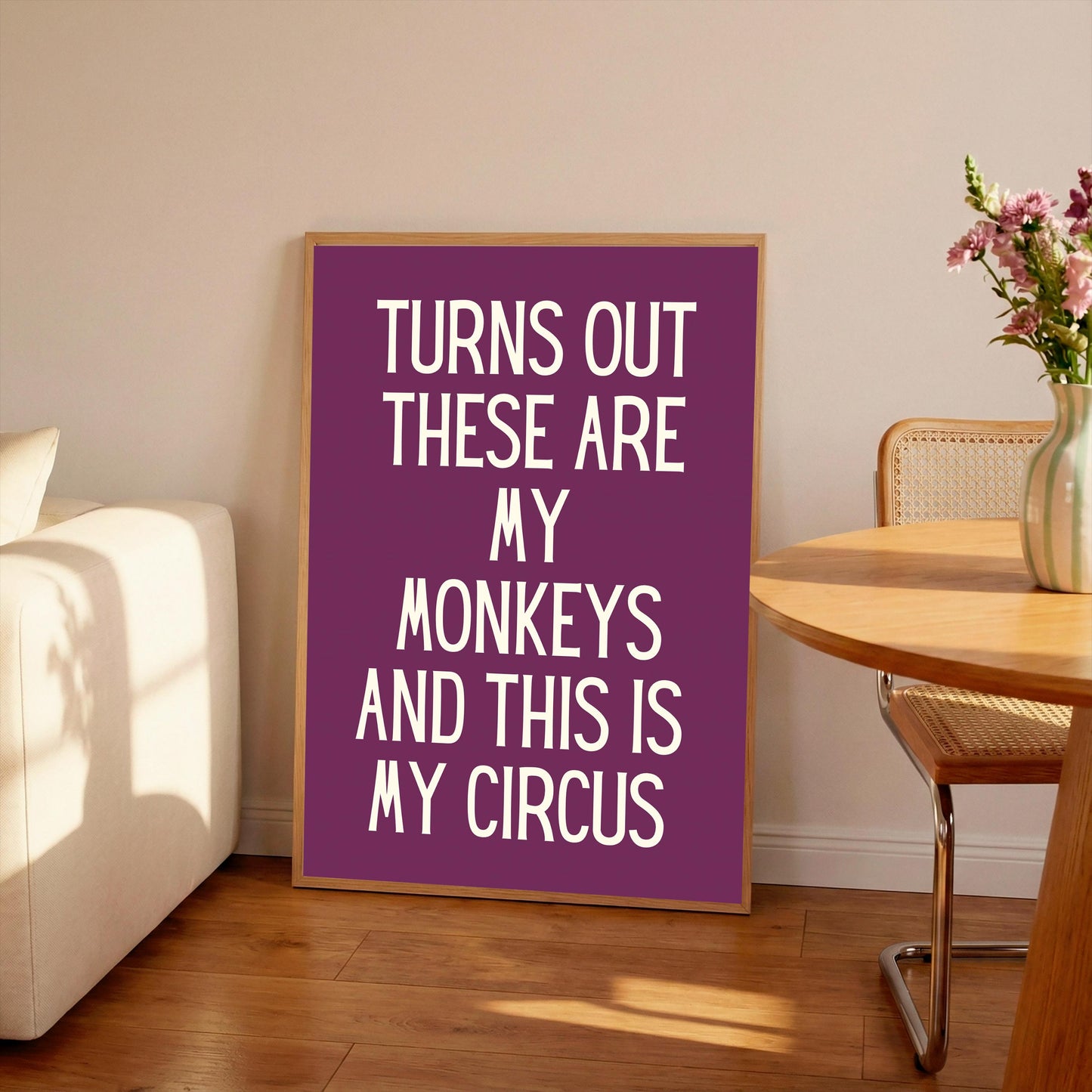 Funny Monkeys Circus Wall Print, A4 A3, Typography Art