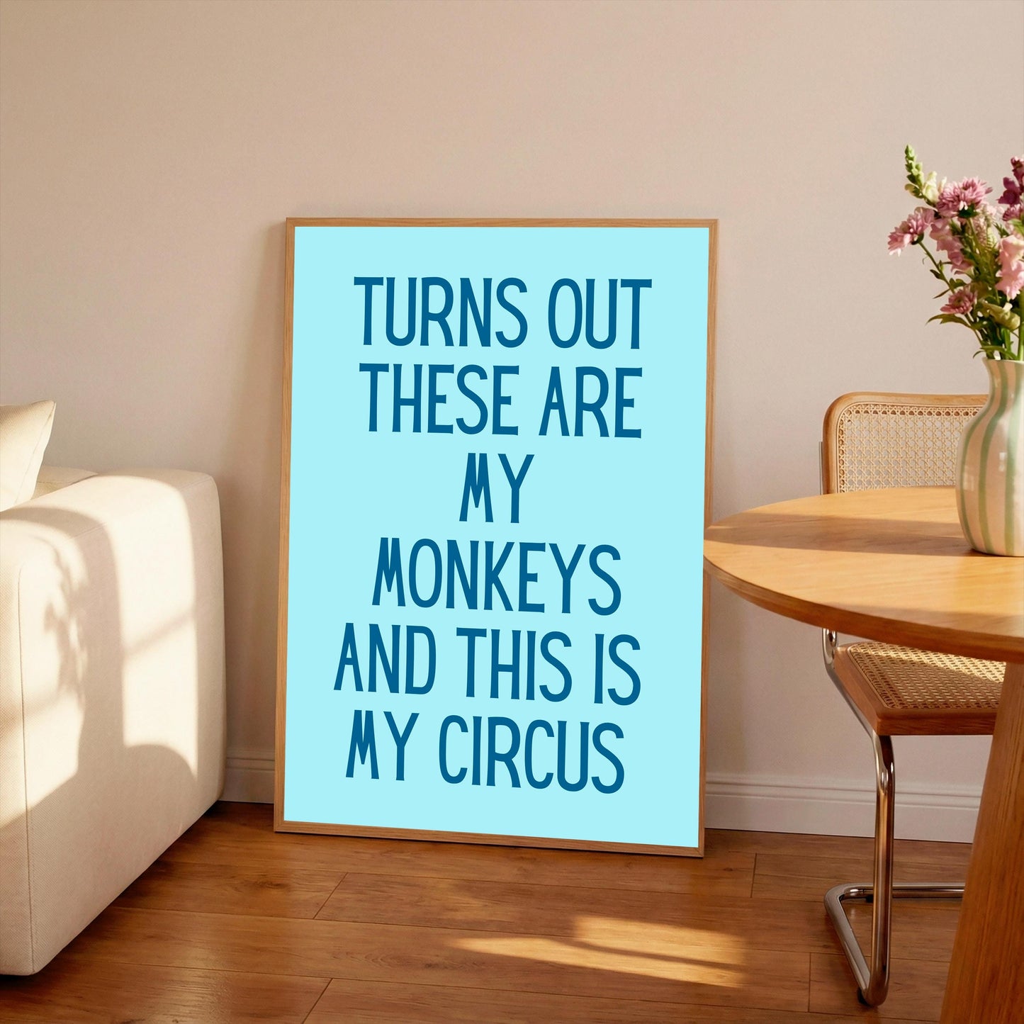 Funny Monkeys Circus Wall Print, Typography Art