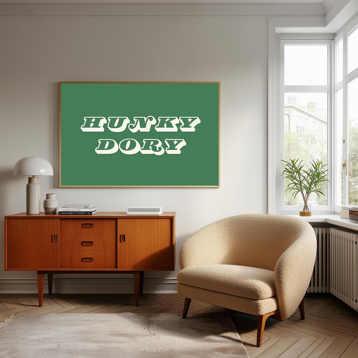 Hunky Dory Wall Print: Retro Typography Art