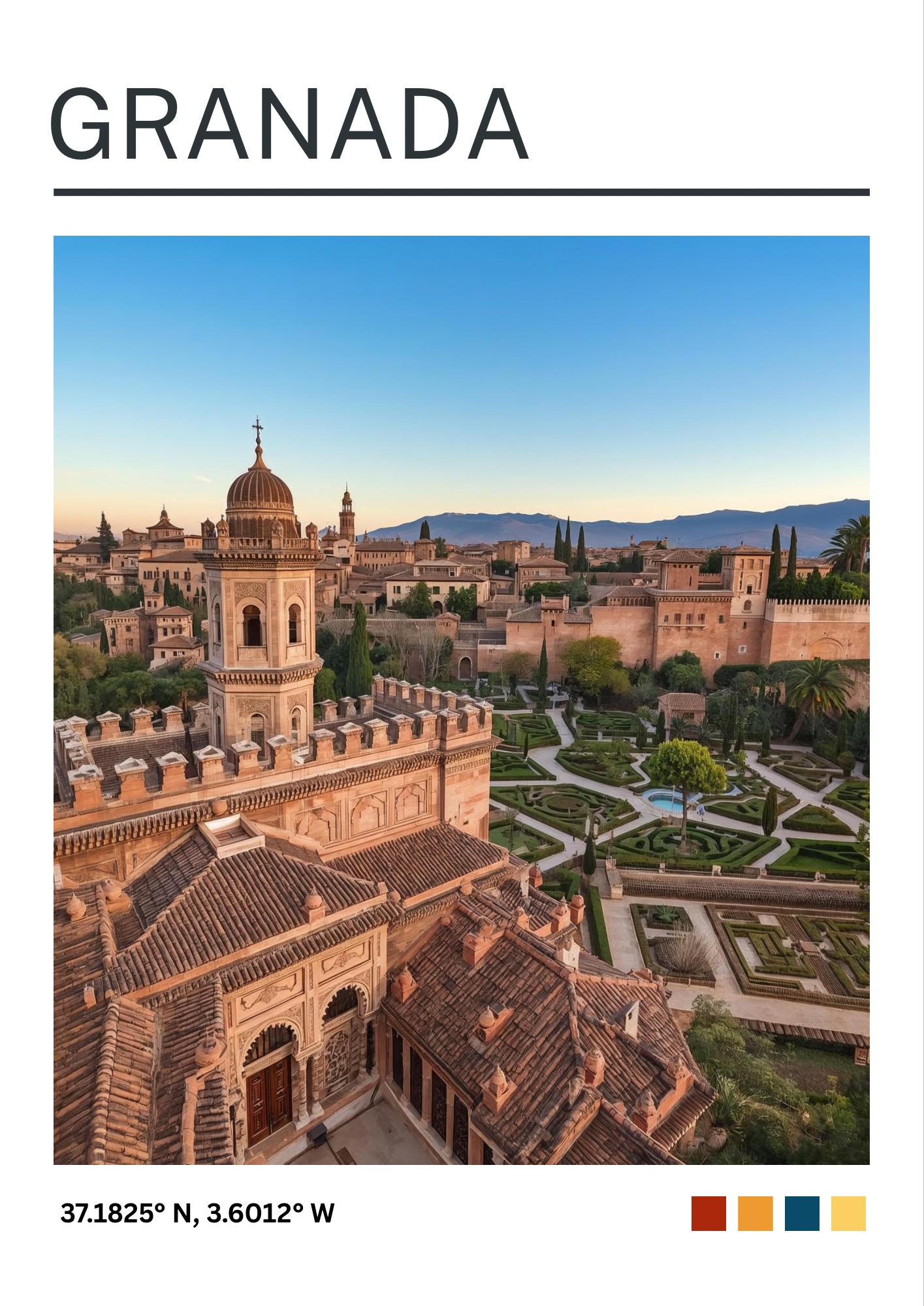 Granada Art Print:  Granada Travel Poster, Spain