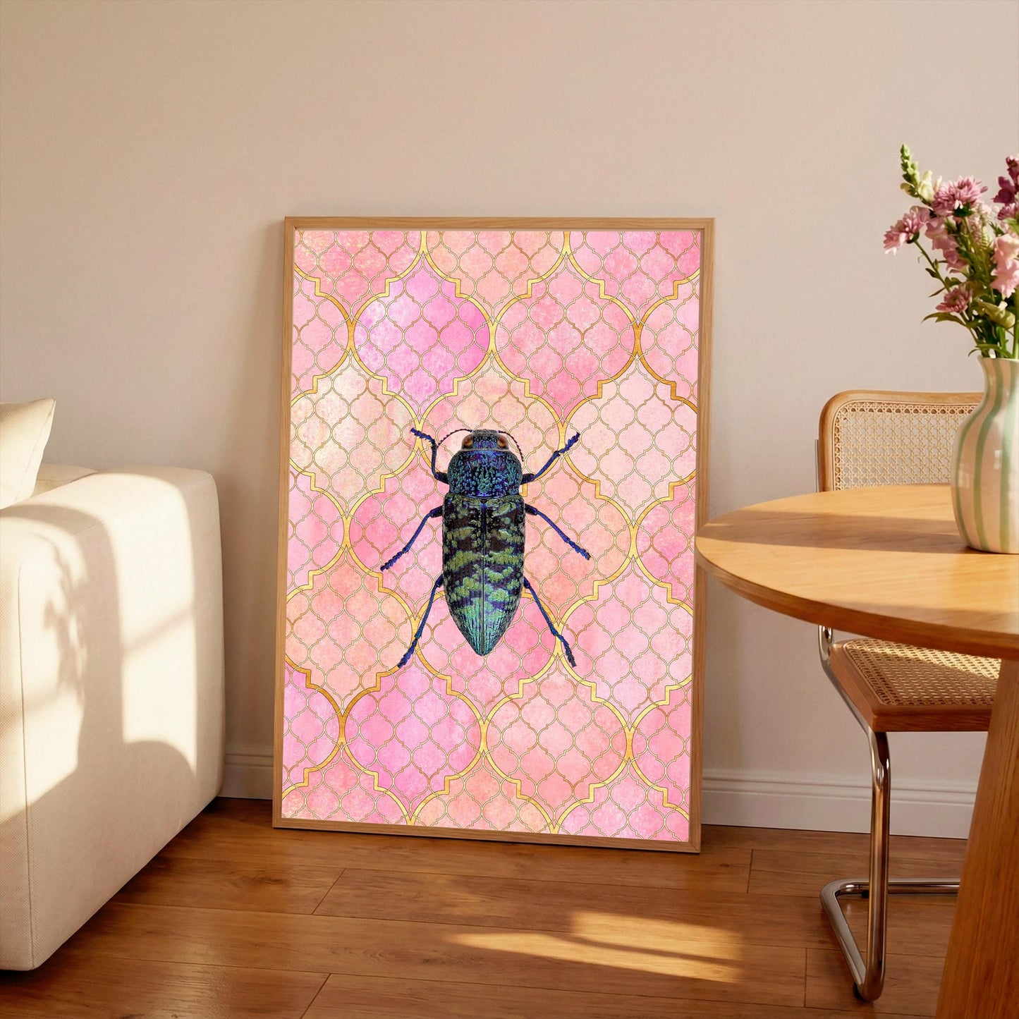 Dragonfly Art Print: Insect Poster, Pink Gallery Wall Art