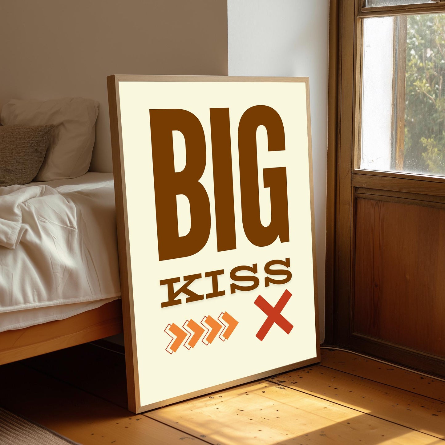 Big Kiss Typography Print: Hallway Wall Art