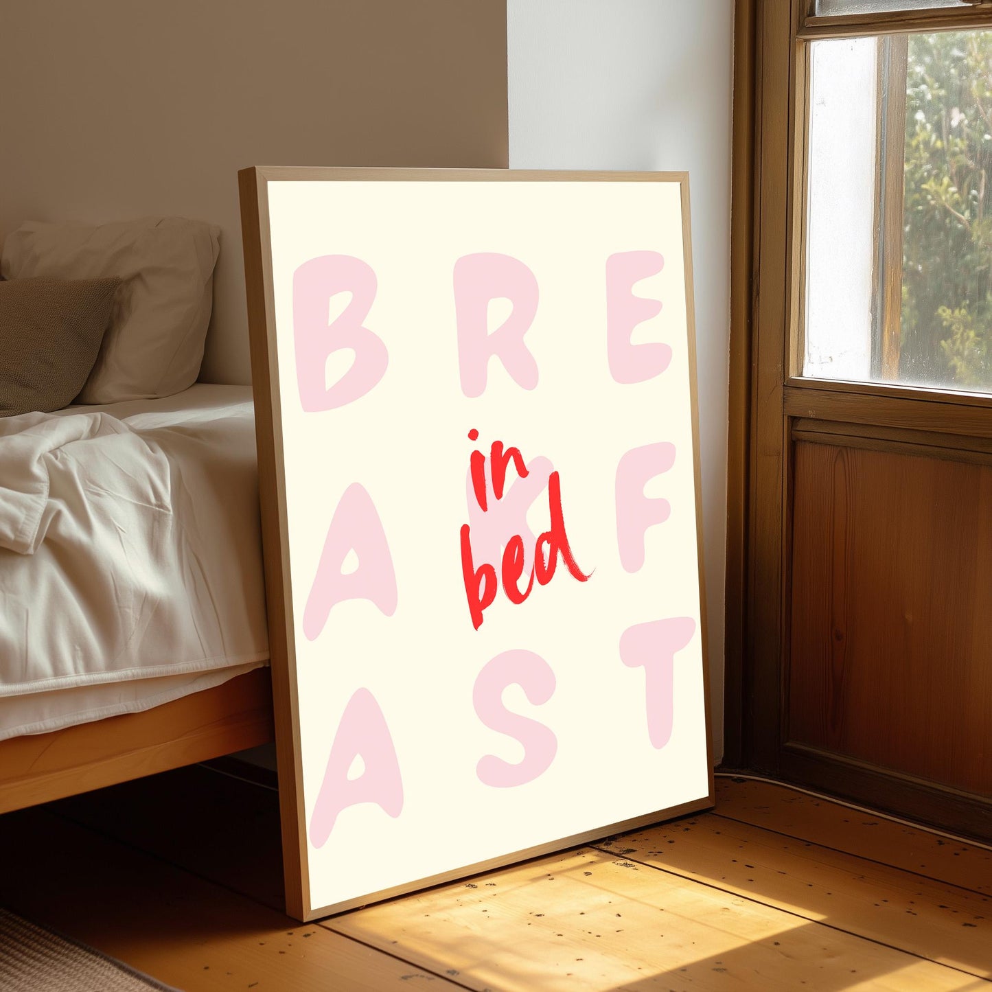 Breakfast in Bed Print, Quirky Bedroom Wall Art, Girly Room Decor