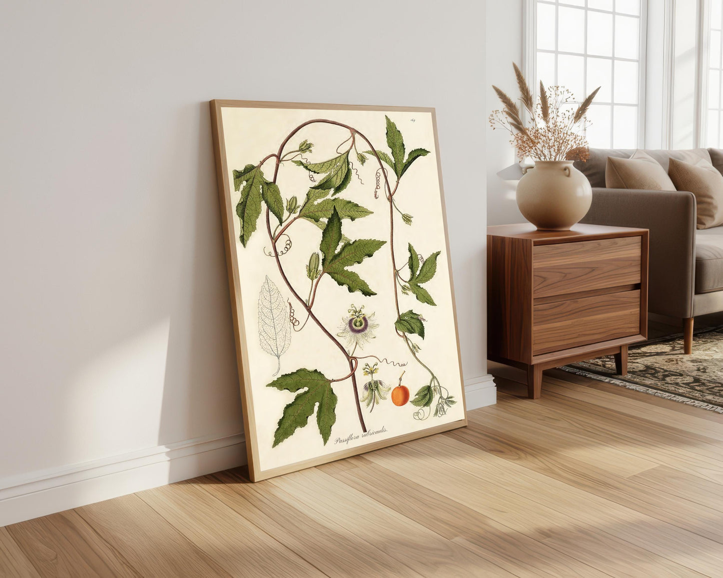 Vintage Passionflower Print: Botanical Flower Market Art
