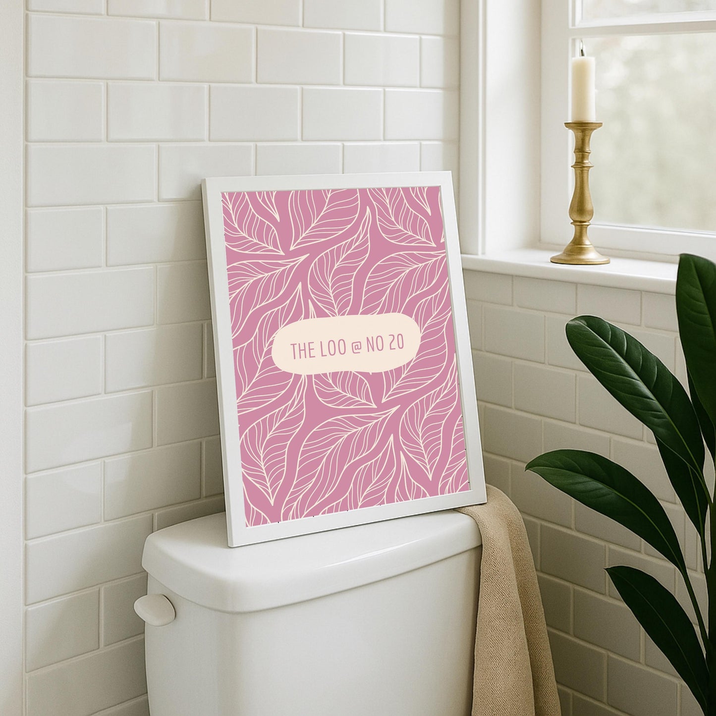 Personalized Bathroom Print: Pink Floral Loo Poster