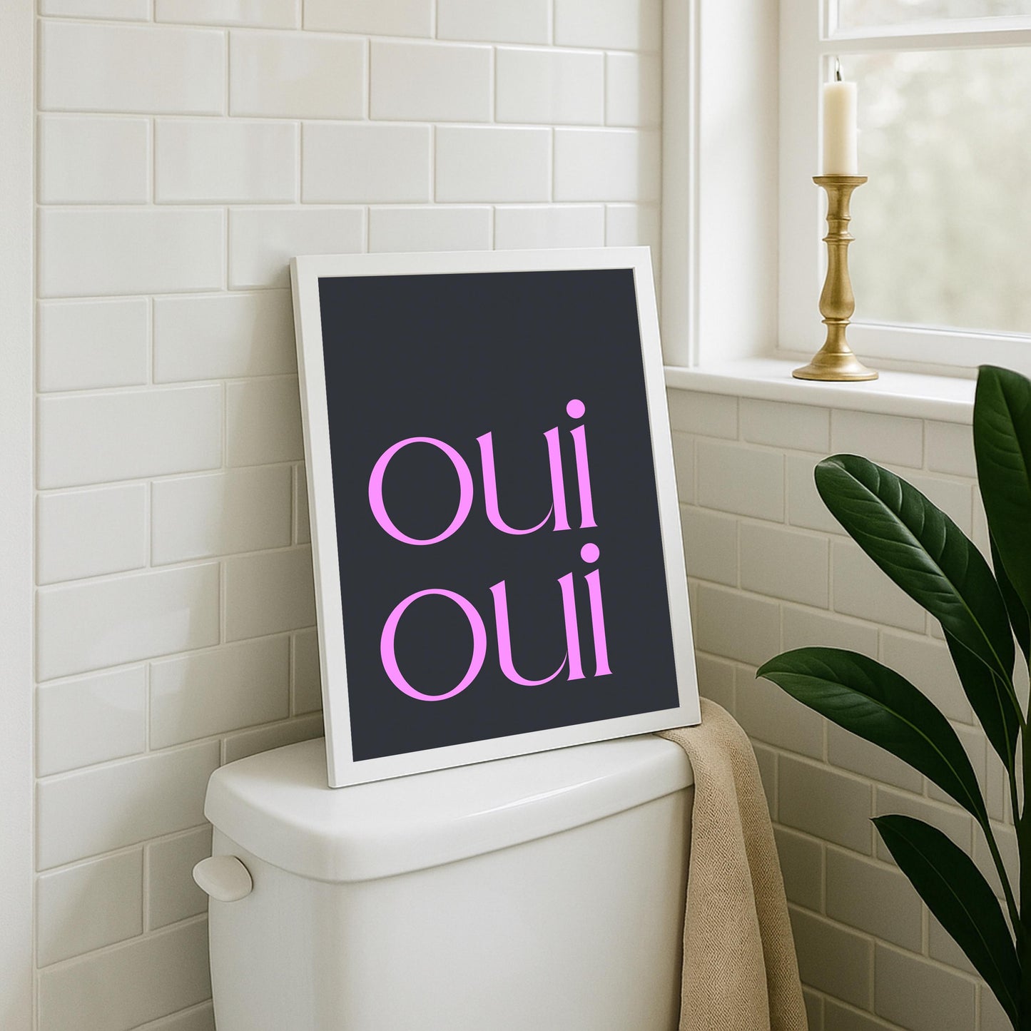 Oui Oui Print: Retro Typography, Bathroom Wall Art