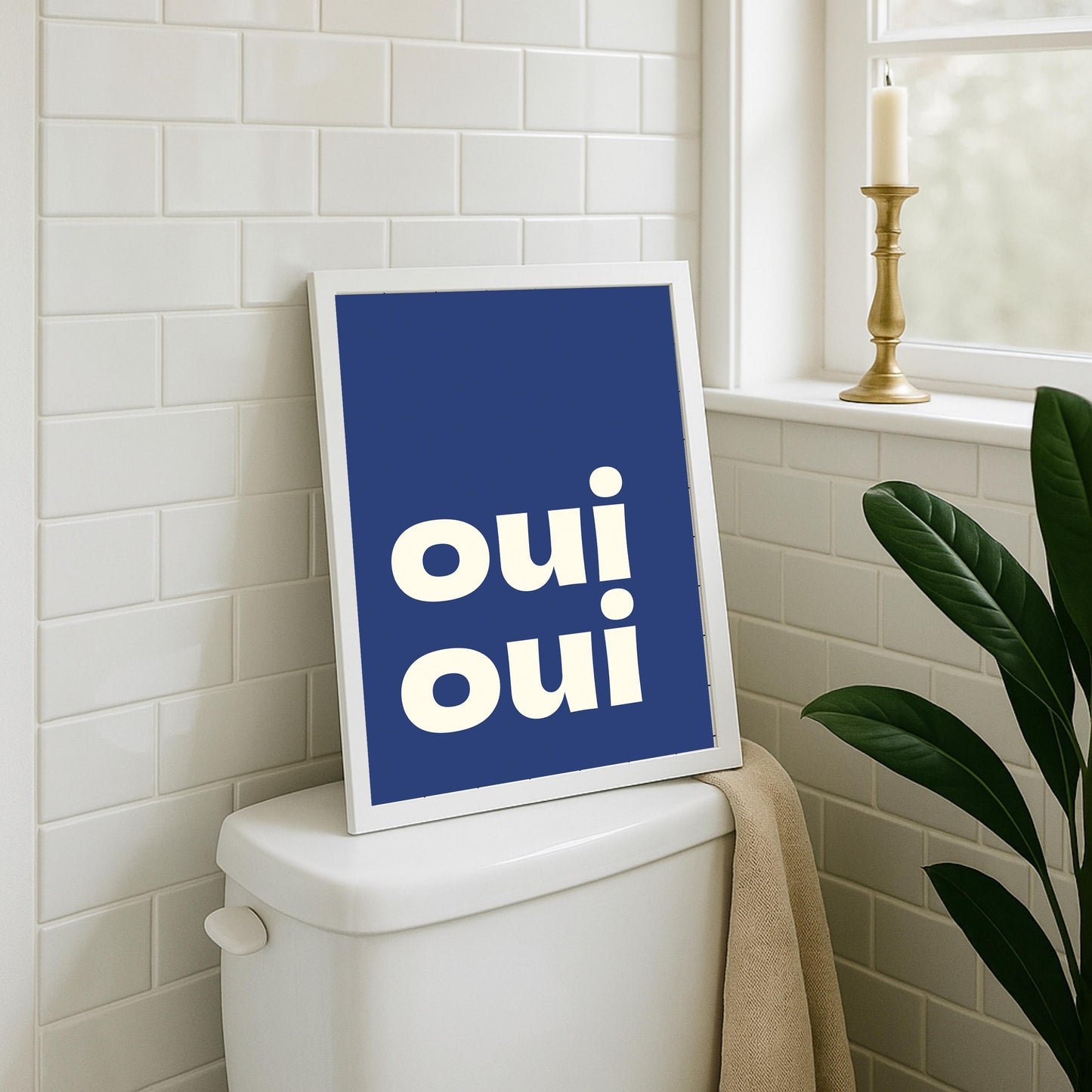 Oui Oui Print: Retro Bathroom Wall Art