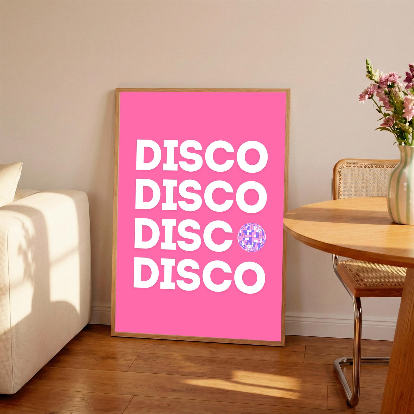 Pink Disco Ball Art Print: Pearlescent A4/A3 Poster
