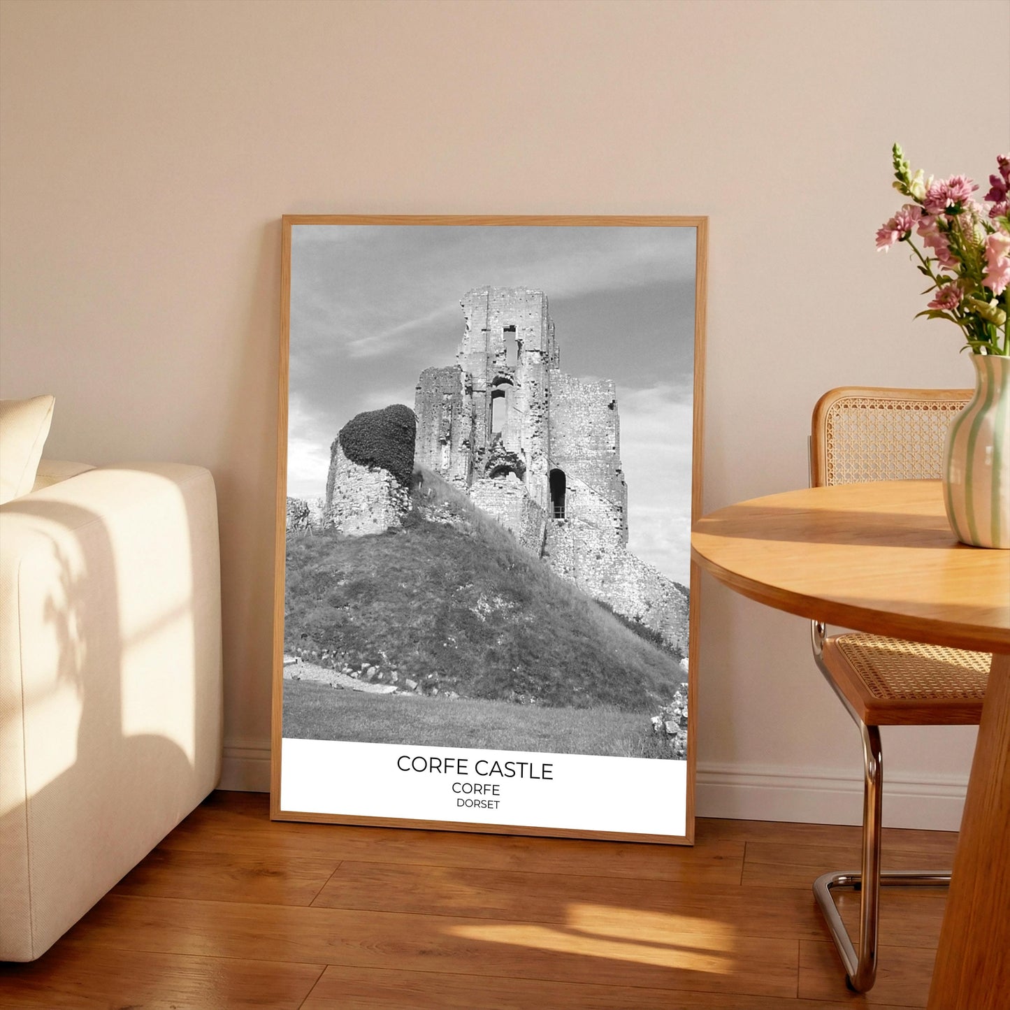Corfe Castle Print: Dorset Black and White Photography, National Trust Wall Art