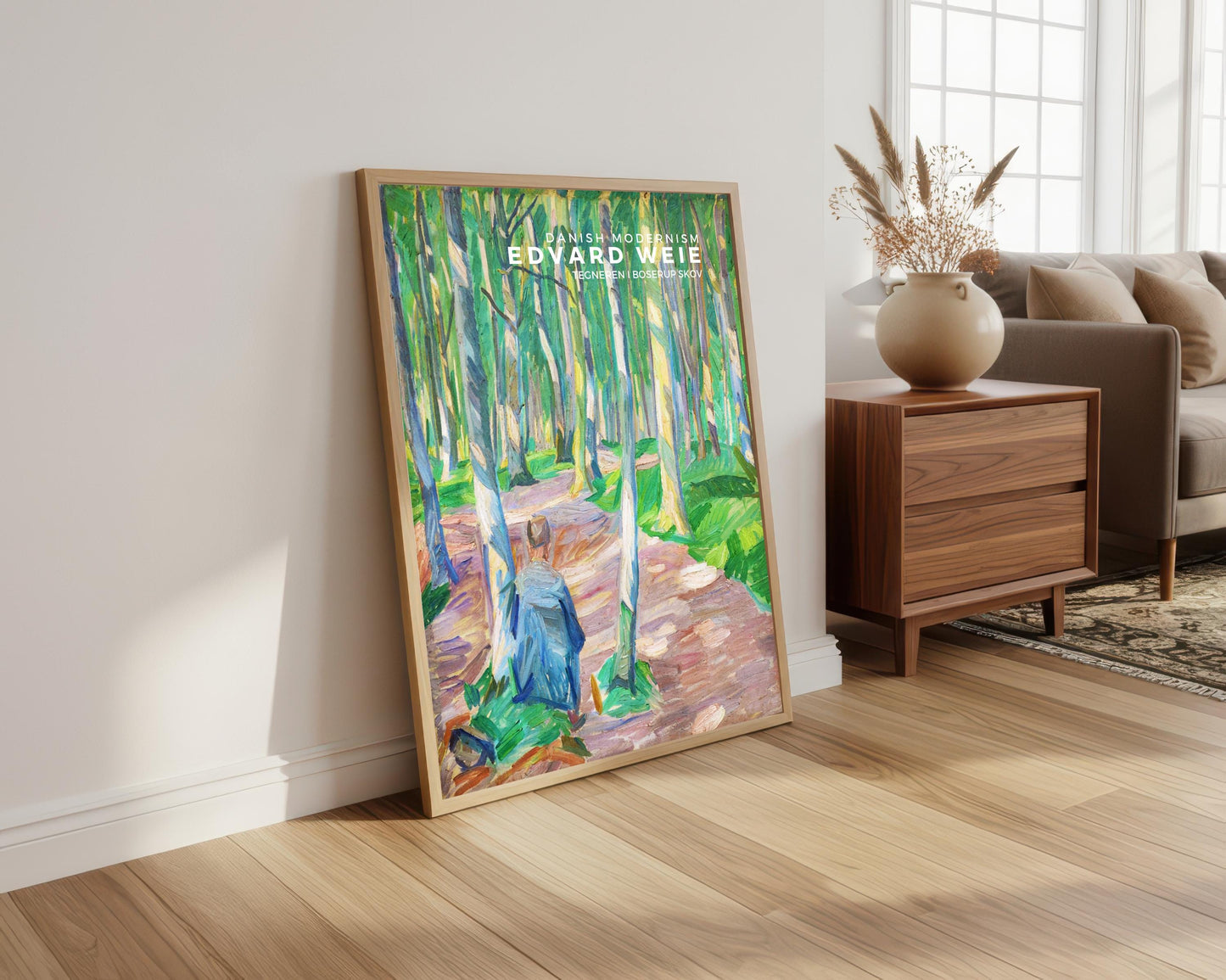 Edvard Weie Print: Danish Forest Scene, Vintage Art Giclee